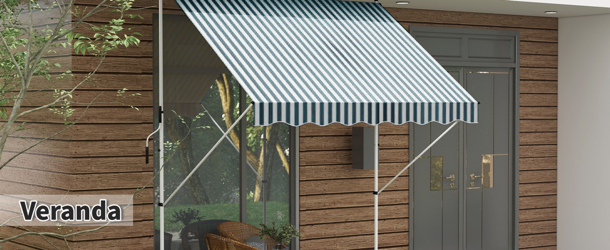 Outsunny Markise Klemmmarkise Faltarm Handkurbel Balkon 3 x 1,5 m Alu Grün
