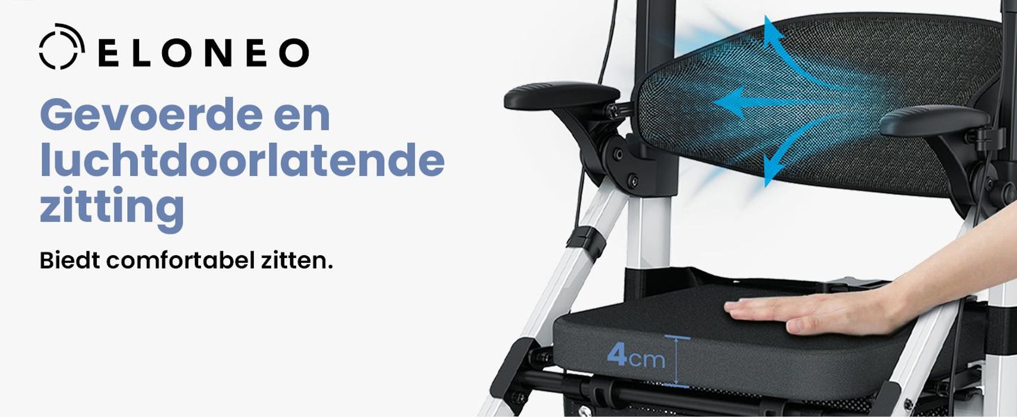ELONEO 2-in-1 rolstoel/rolator, opvouwbaar en lichtgewicht met zitplaats, outdoor rolstoel/rolator, opvouwbaar, aluminium loophulpmiddel voor senioren - zilver