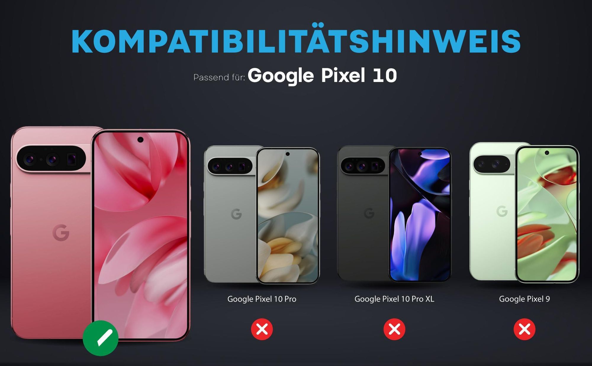 Kompatibilitätshinweise Kameraglas für Google Pixel 10