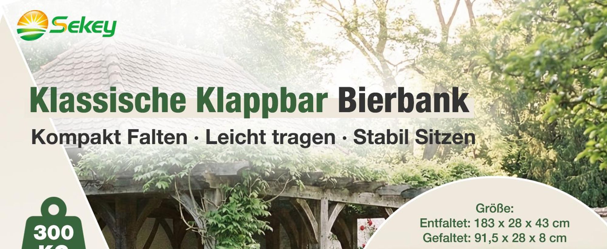 Sekey 2er Set Bierbank Klappbar 8 Personen 183cm Klappbank Campingbank, Schwarz