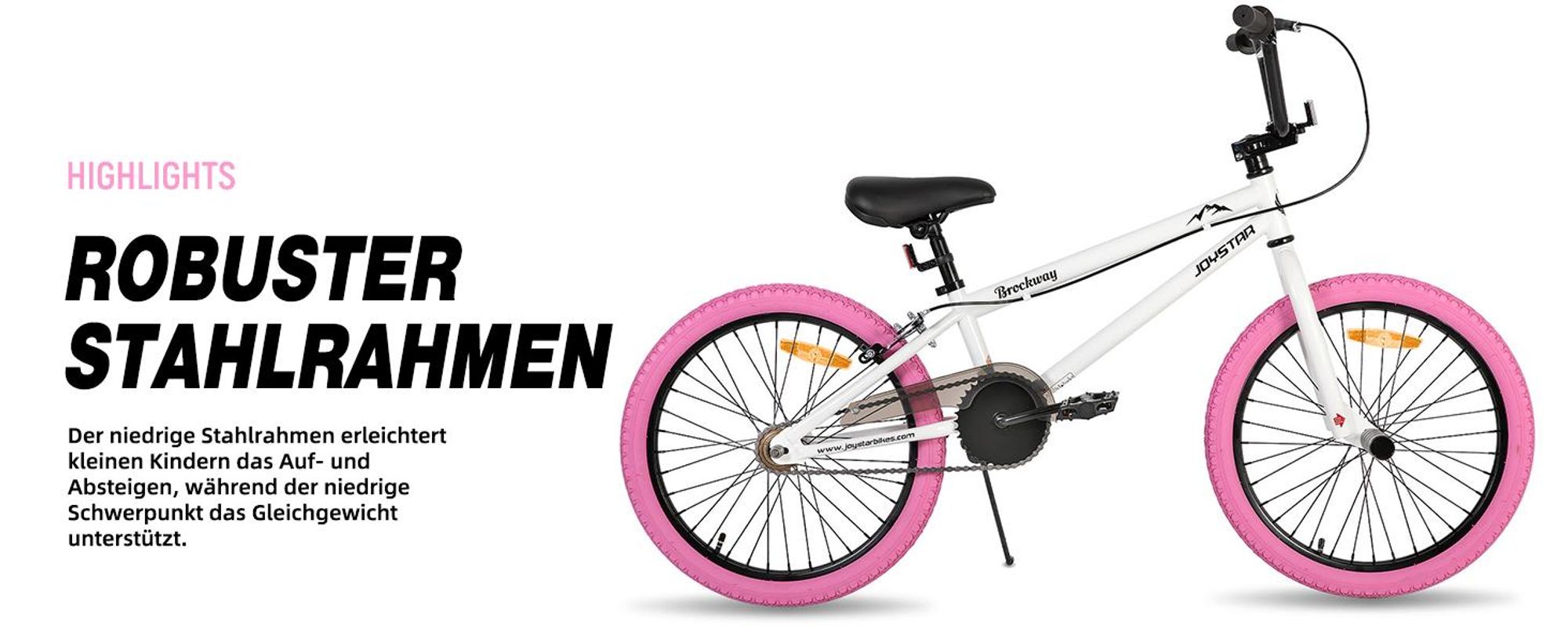 JOYSTAR Kinderfahrrad 24 Zoll BMX Fahrrad für Jungen Mädchen im Alter von 7-12 Jahren,Freestyle, 2 pegs, Singlespeed,Braun