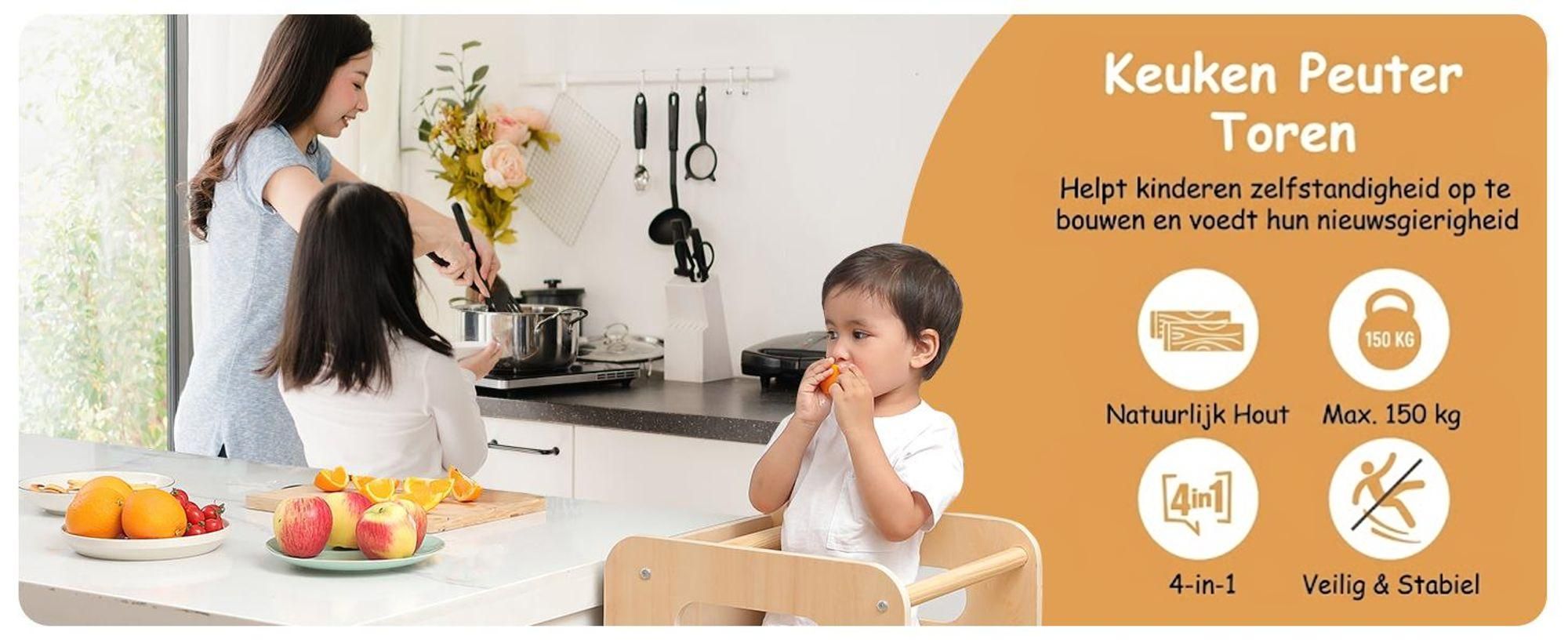 Olvy Leerstoel vanaf 1 jaar – 4-in-1 Montessori leertoren voor kinderen, met verstelbare hoogte, voorzien van een glijbaan, een bord en speelgoed, een multifunctionele kinderkeukenassistent