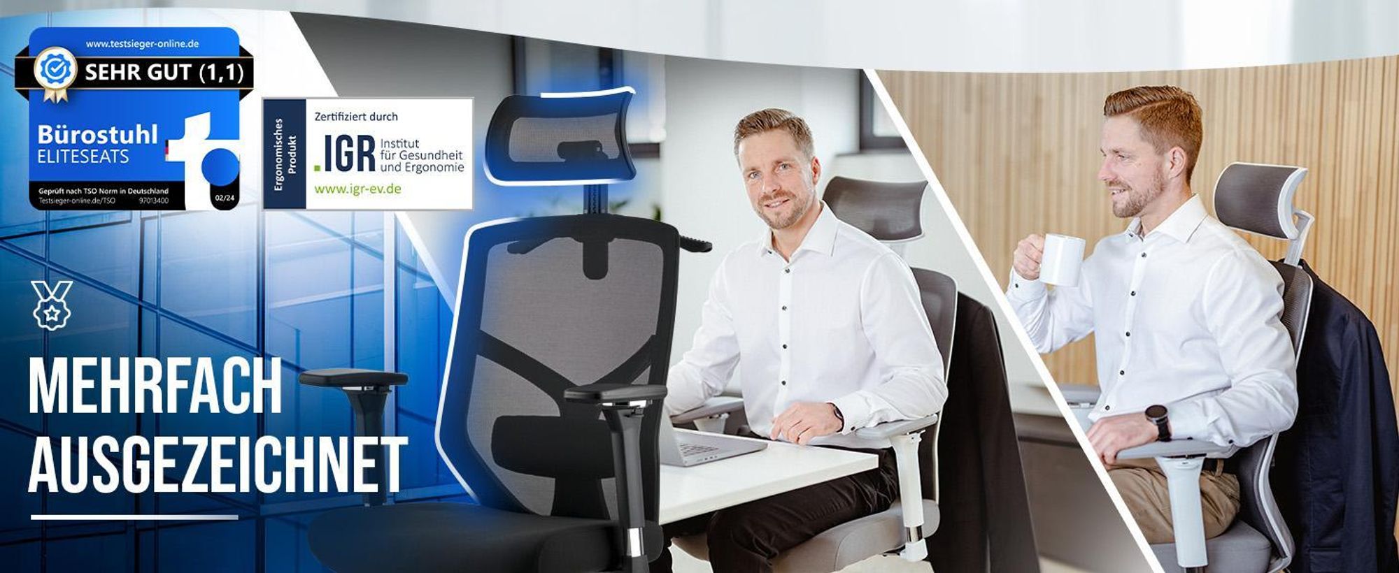 ELITESEATS Bürostuhl Ergonomisch [Kratzerfreie Rollen, Atmungsaktiv] Ergonomischer Schreibtischstuhl | Büro Stuhl 150 kg Belastbar | Computerstuhl
