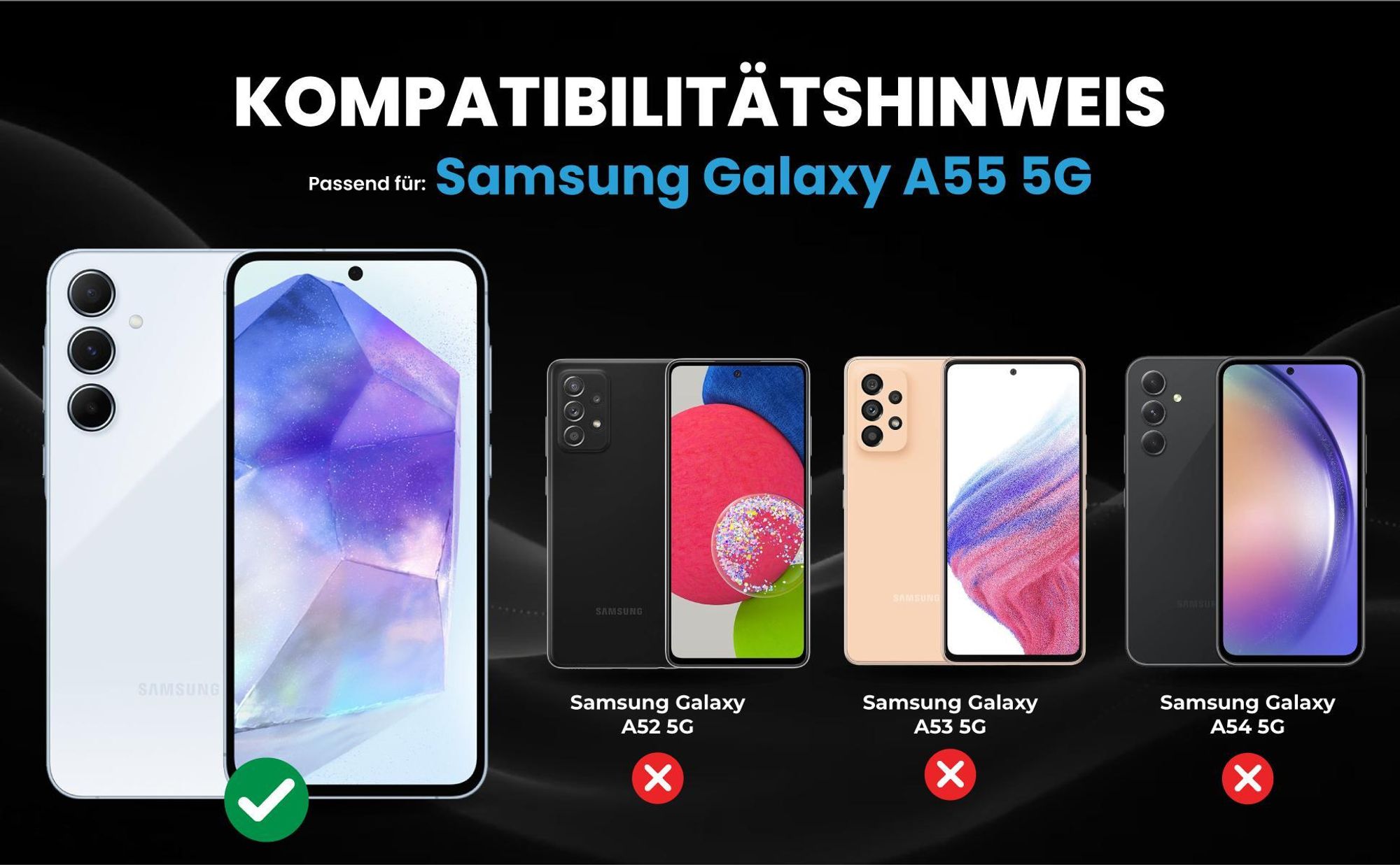 Kompatibilitätshinweise Hülle für Samsung Galaxy A55 5G