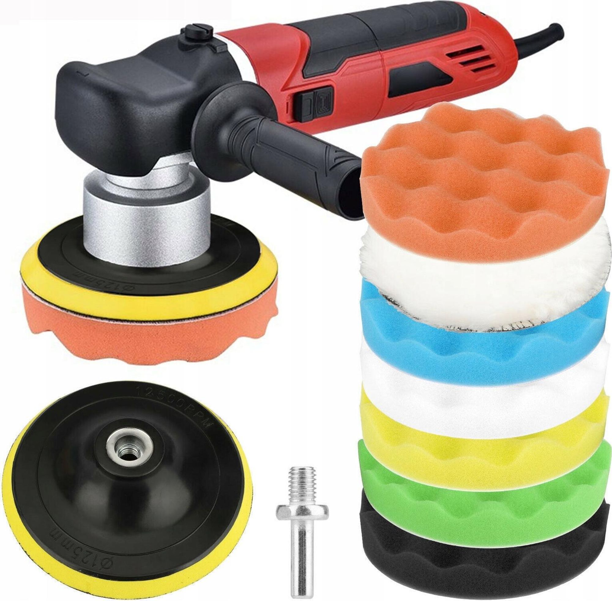 LUXTOM | Polierschwämme, für Akkuschrauber, 80mm, 9 Stück, Polierset, Polierschwamm Auto Set, Auto Schwämme, Polierauflage, Poliermaschine