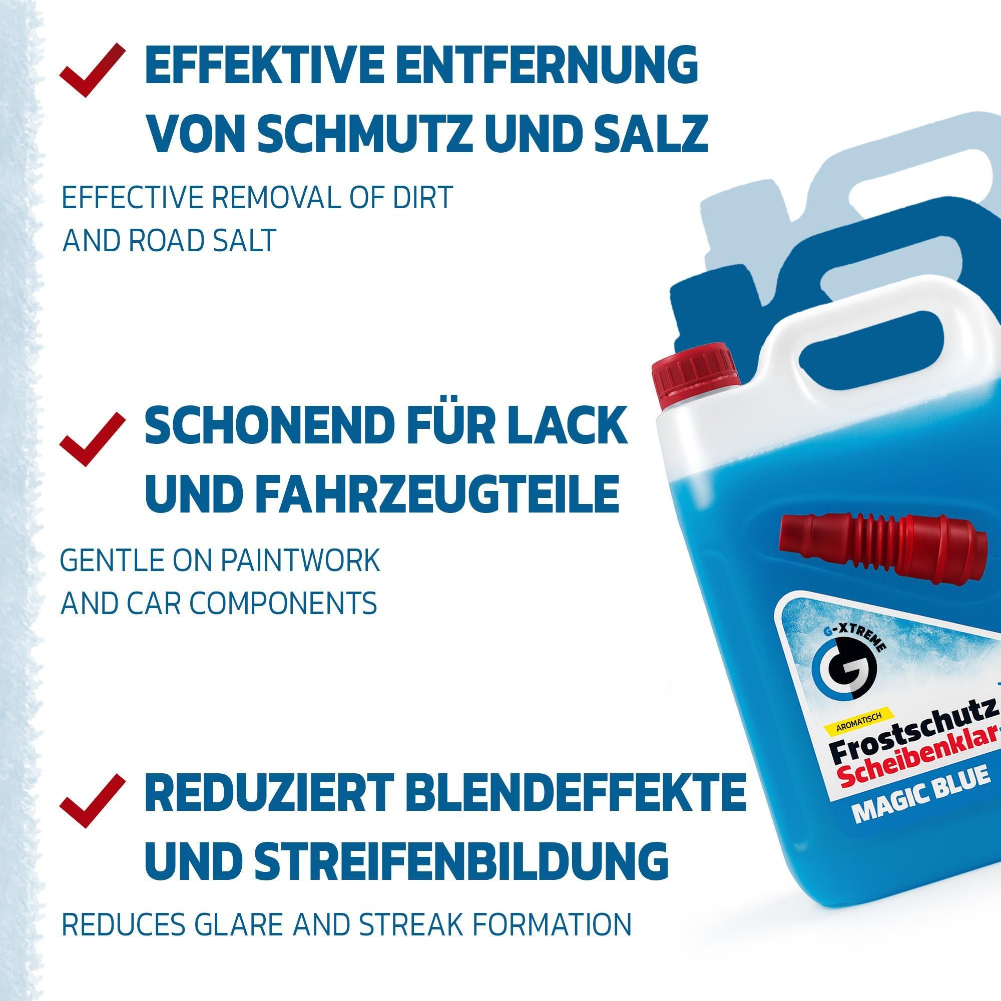 Scheibenfrostschutz mit Magic Blue Duft | Schlierenfreier und effektiver Scheibenreiniger für den Winter | Gebrauchsfertige frostschutzmittel scheibenwaschanlage | 4x5L = 20L