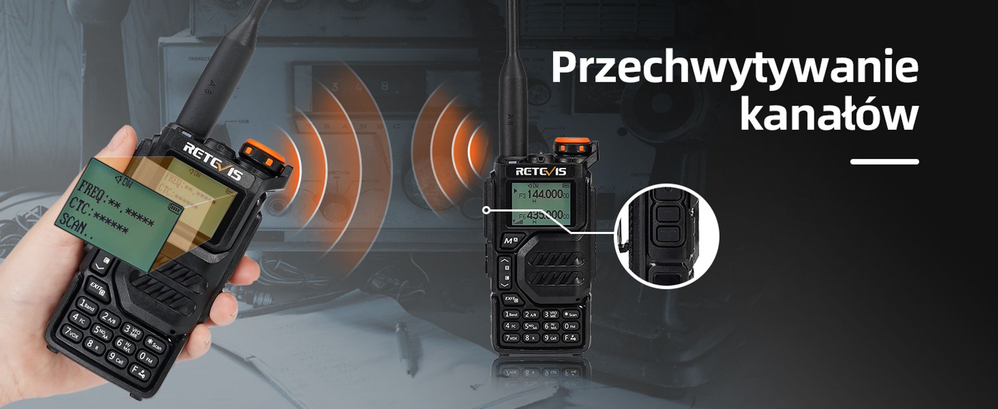 Radiotelefon amatorski Retevis RA79, radiotelefon nasobny o mocy 5 W, akumulator 1400 mAh do polowań, podróży, wędrówek, radiotelefon dalekiego zasięgu (1 szt.)