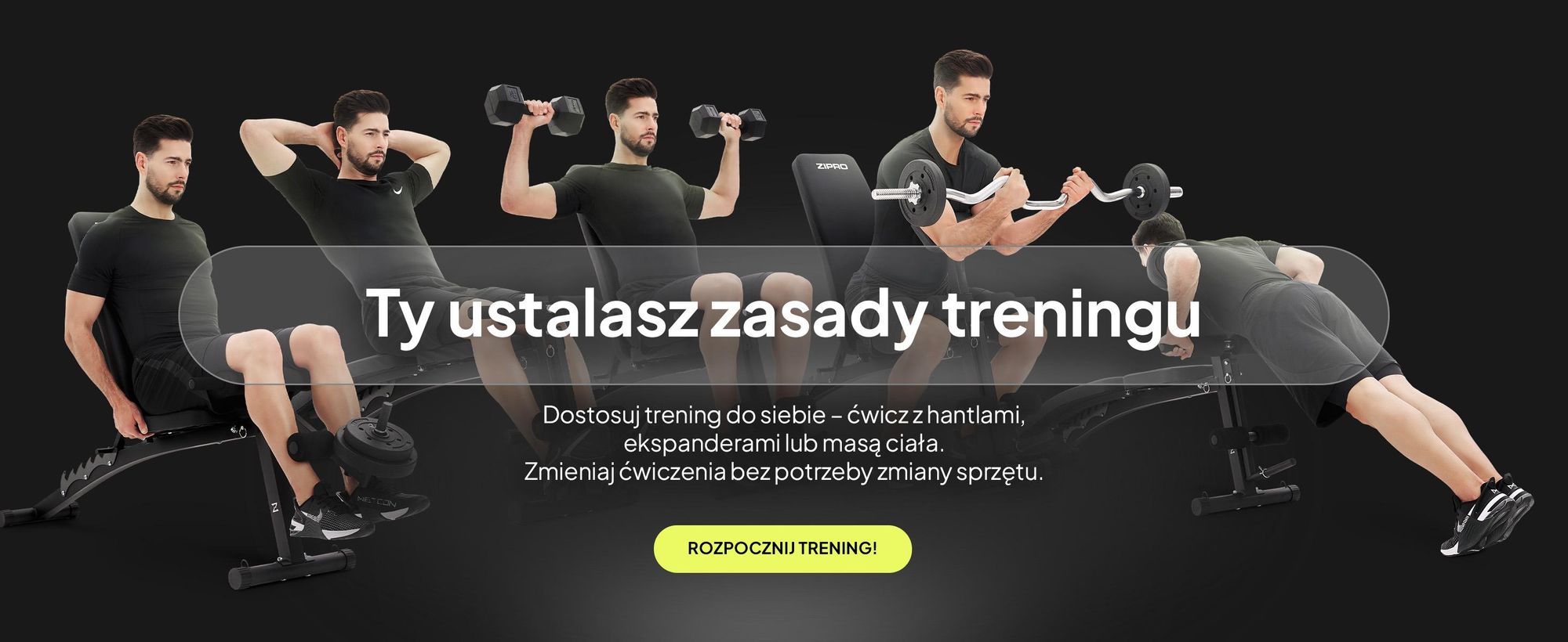 Wielofunkcyjna ławka treningowa Zipro Volume z ławką do wyciskania nóg i bicepsów do treningu całego ciała, regulowana ławka, czarna, nośność 230 kg
