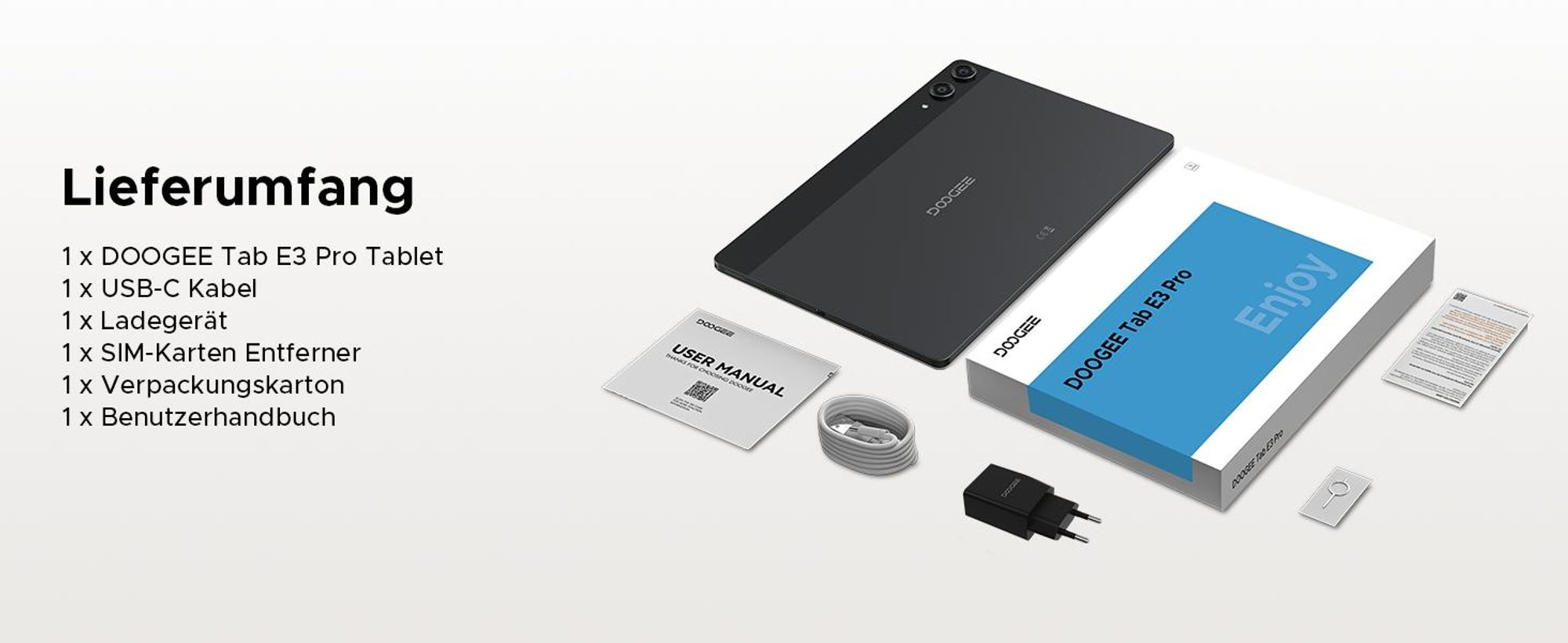 DOOGEE Tab E3 Pro - Tablet, Android 16, 13 Zoll, 32GB+256GB, 4G LTE, 90Hz,11000mAh/18W, Vier Trompeten