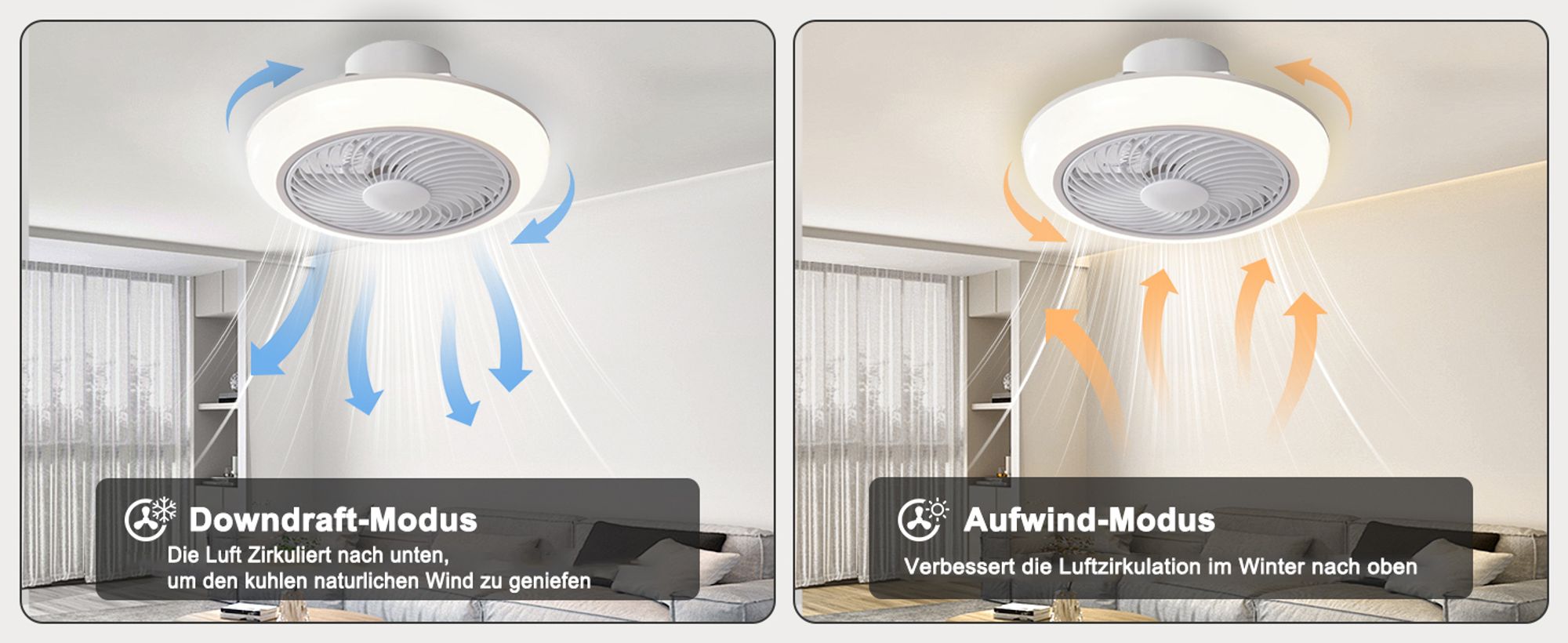 Smart Deckenventilator mit Beleuchtung und Fernbedienung 3000K-6000K Dimmbar LED Deckenleuchte mit Ventilator 6 Windgeschwindigkeit Lüfterleuchte