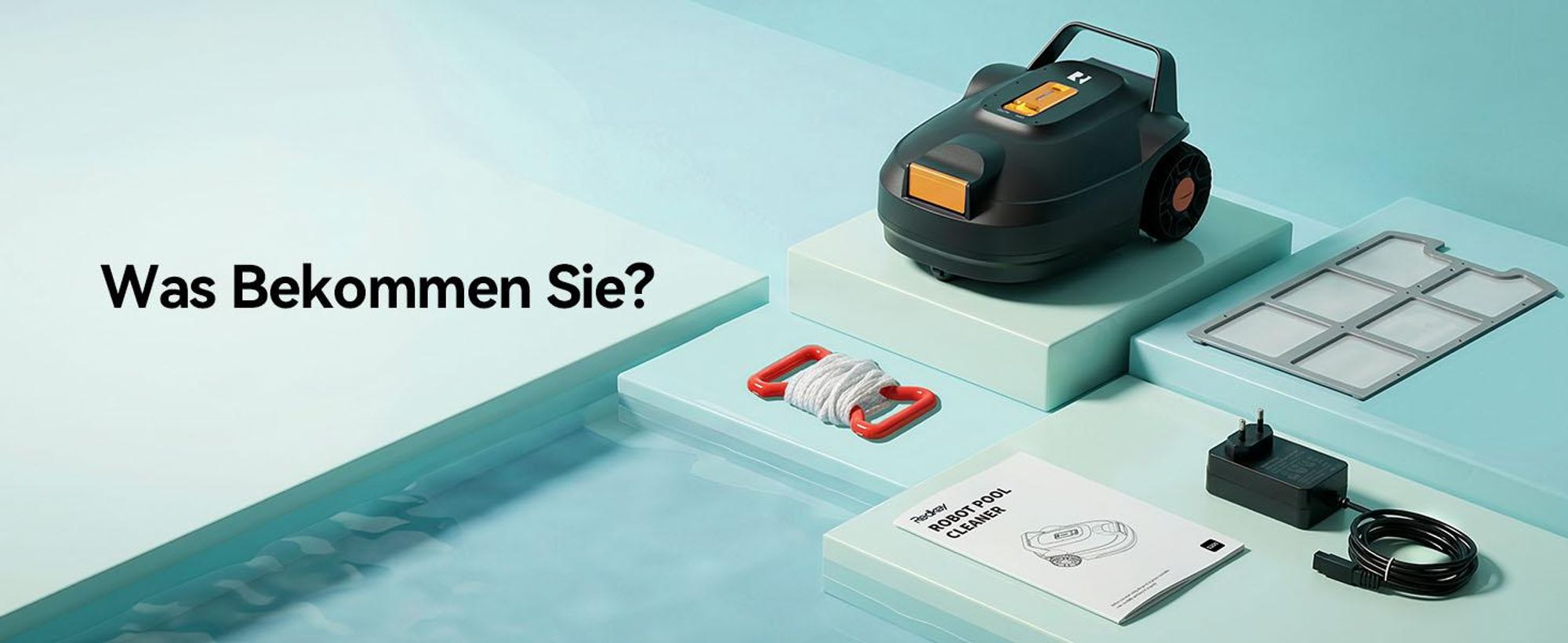 Kabelloser Poolroboter Redroad S2, Doppelmotoren, 180 Min. Laufzeit, starke Saugkraft, bis 3 m Wassertiefe, Selbstparkfunktion