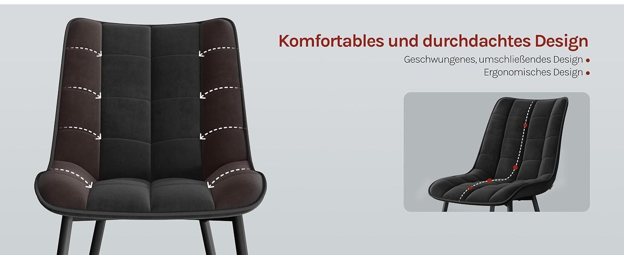 WOLTU Esszimmerstühle 4er-Set, Polsterstuhl mit Rückenlehne, bis 150 kg belastbar, Sitzfläche aus Samt, Metallbeine, Schwarz