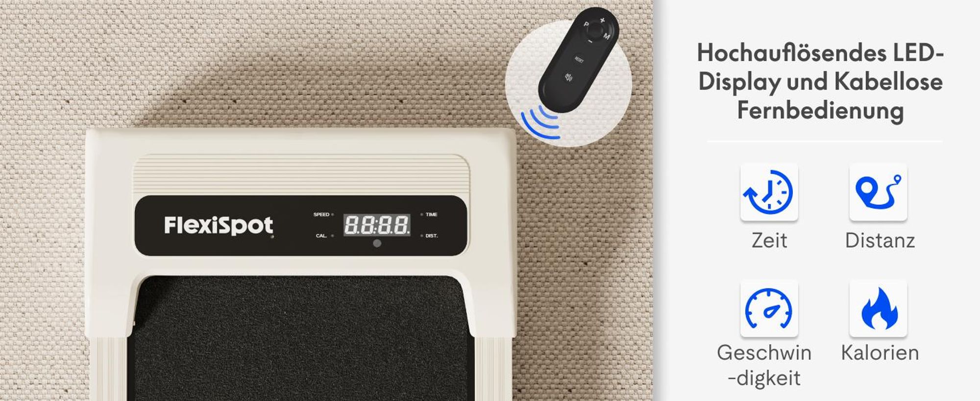 FlexiSpot Laufband, 2 in 1 Walking Pad, bis 120kg belastbar, 1–6km/h, mit Fernbedienung & LED, Fitnesssocken & Schmieröl, für Zuhause & Büro, Weiß