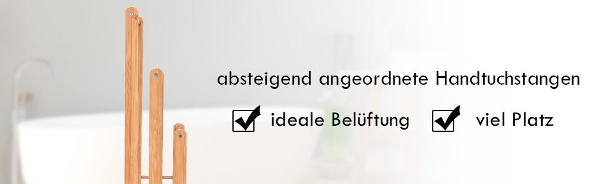 COSTWAY Handtuchhalter stehend, Handtuchständer mit 3 Edelstahl Stangen, Standhandtuchhalter Bambus, Badezimmer Organizer 46x24x82,5cm