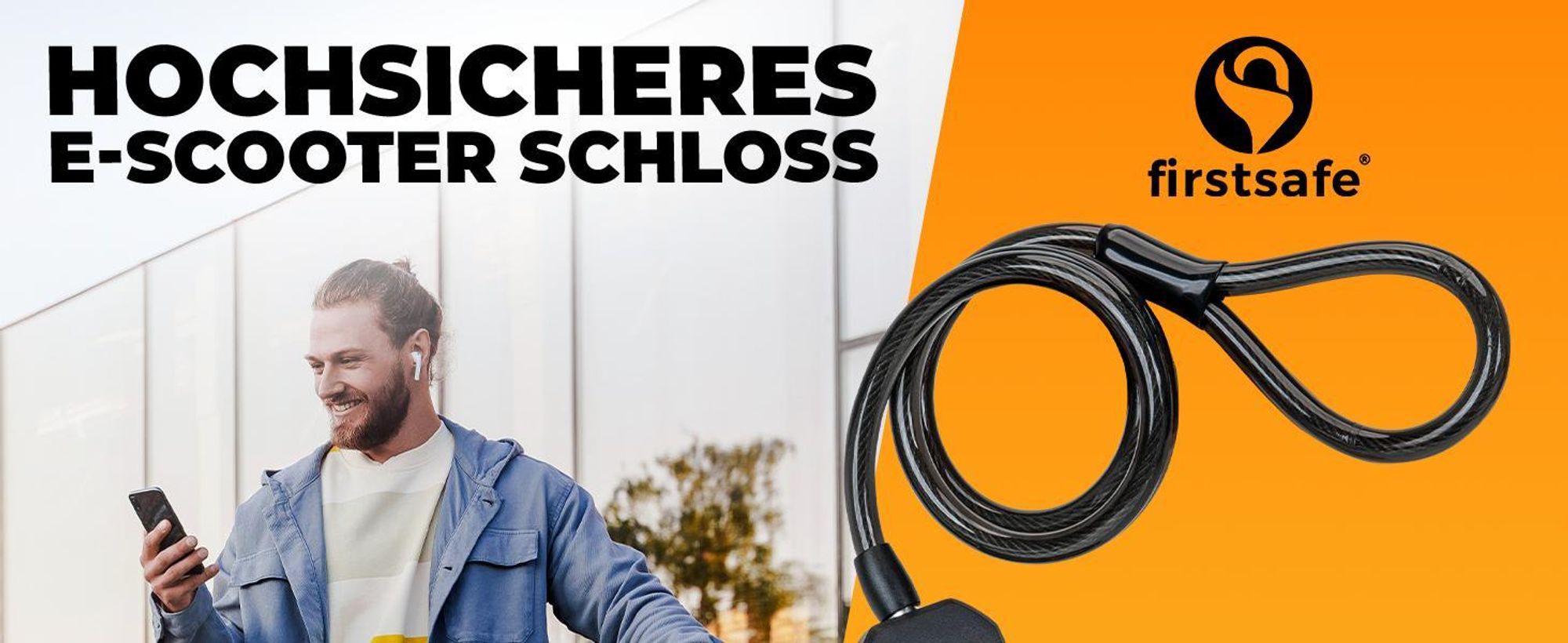 irstsafe® E Scooter Schloss & Handschellenschloss für E Roller – Hochsicherheits-Schloss für E-Scooter | Sicheres Lock, Wasserdicht (grau)