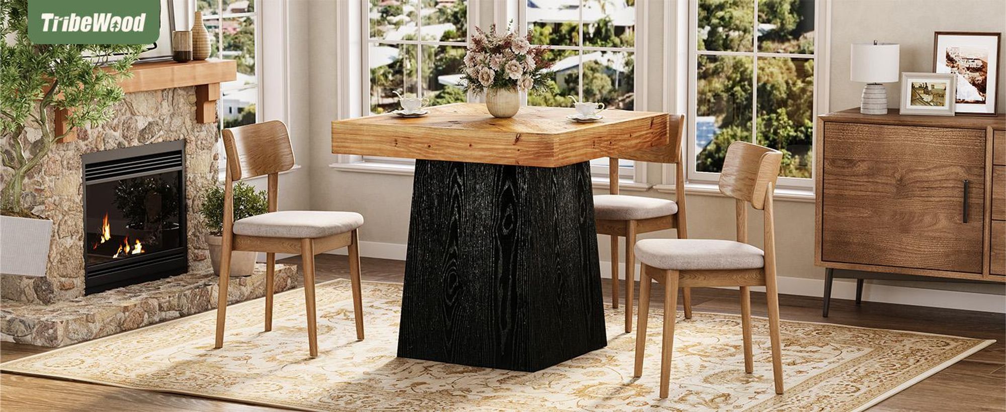 Tribesigns Esstisch Küchentisch Holz für 2–4 Personen, 80 cm Esszimmertisch klein quadratisch Küchentisch für kleine Räume,für Esszimmer, Wohnzimmer
