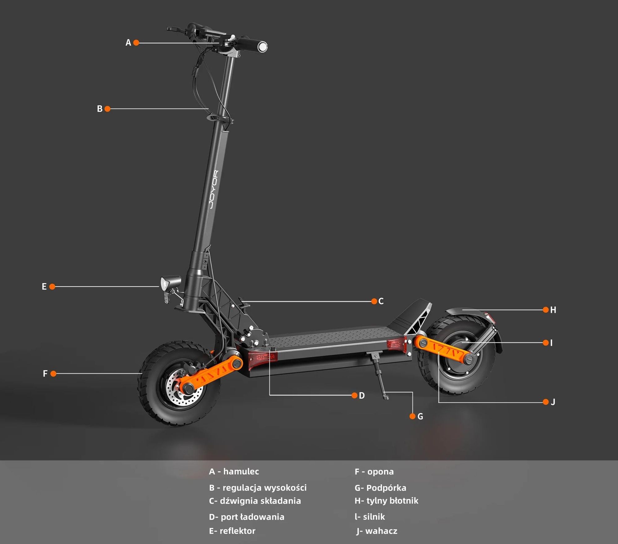 Skuter elektryczny JOYOR S10-S-Z ze wskaźnikami - 1000 W * 2 silnik 60 V 18 Ah akumulator 70 km zasięgu hamulec tarczowy - czarny
