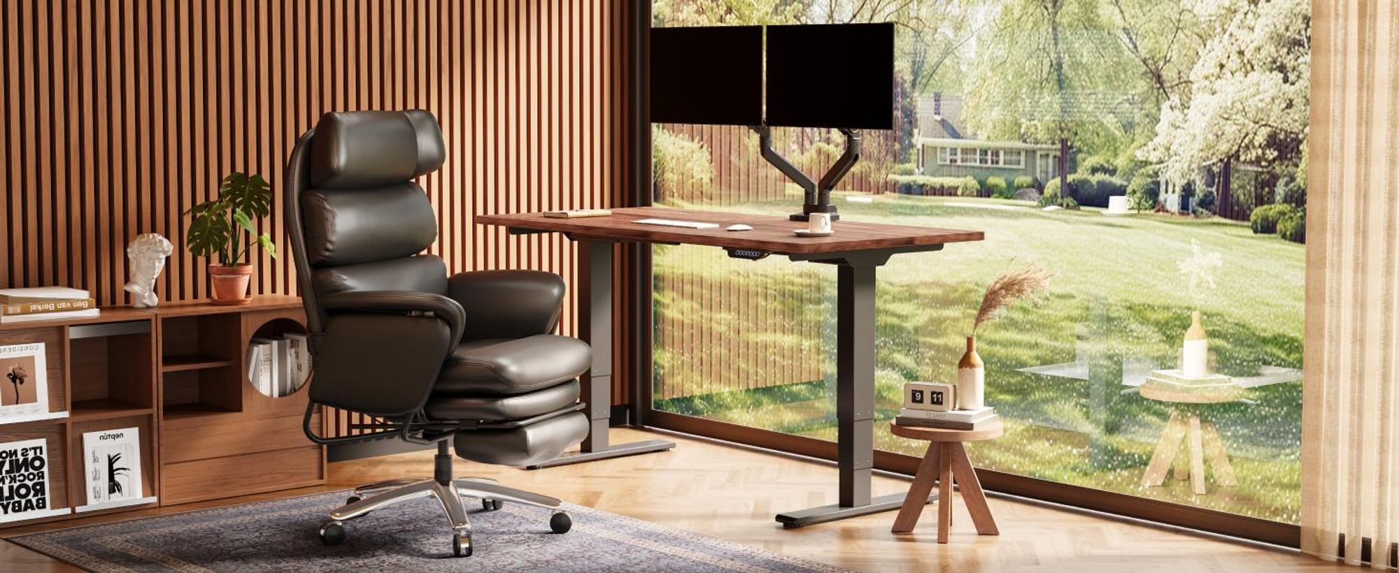 FLEXISPOT HC4 Pro 3-in-1 Chefsessel Bürostuhl mit 165° Liegefunktion, 3D-Kopfstütze, kratzfestem & wasserabweisendem Kunstleder und Fußstütze (Beige)