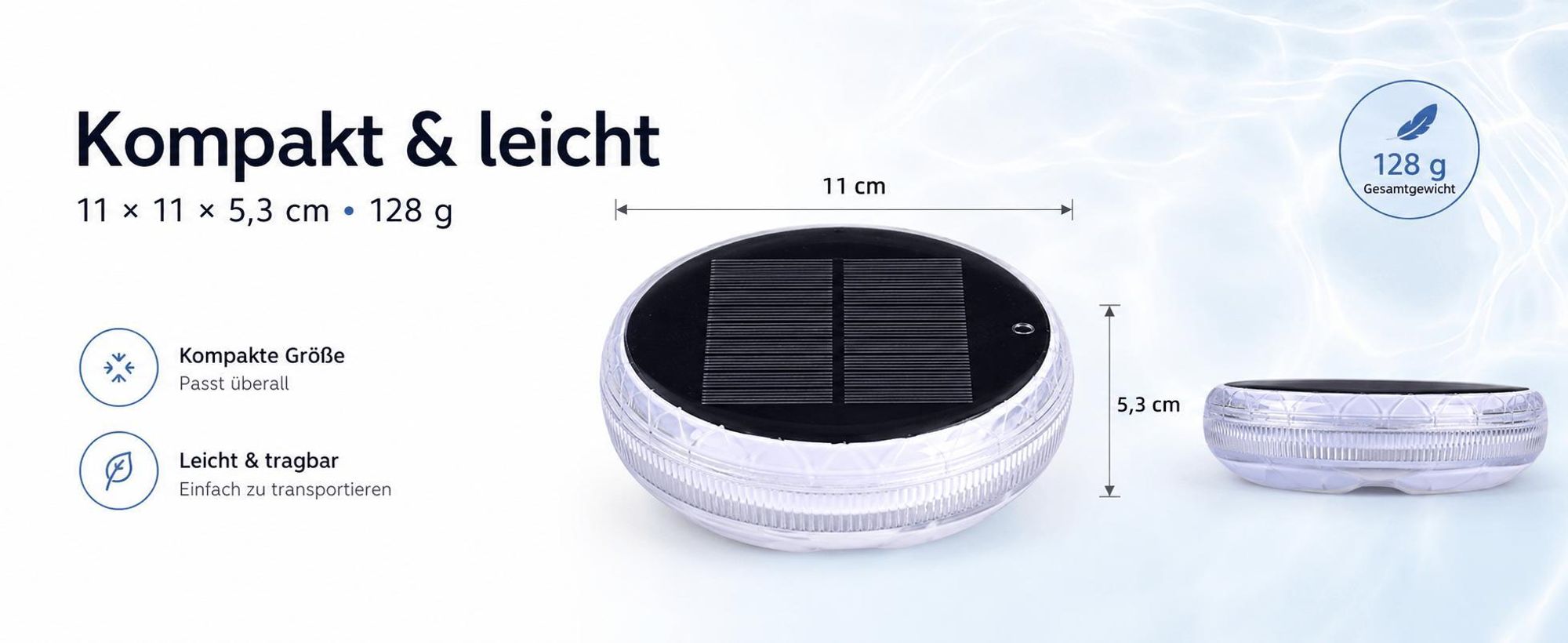 Poolleuchte Solar Schwimmende, wasserdicht IP67, 9 Farben RGB, 3 Helligkeitsstufen, 10H Laufzeit, Fernbedienung, Timer, Solar LED Pool Licht