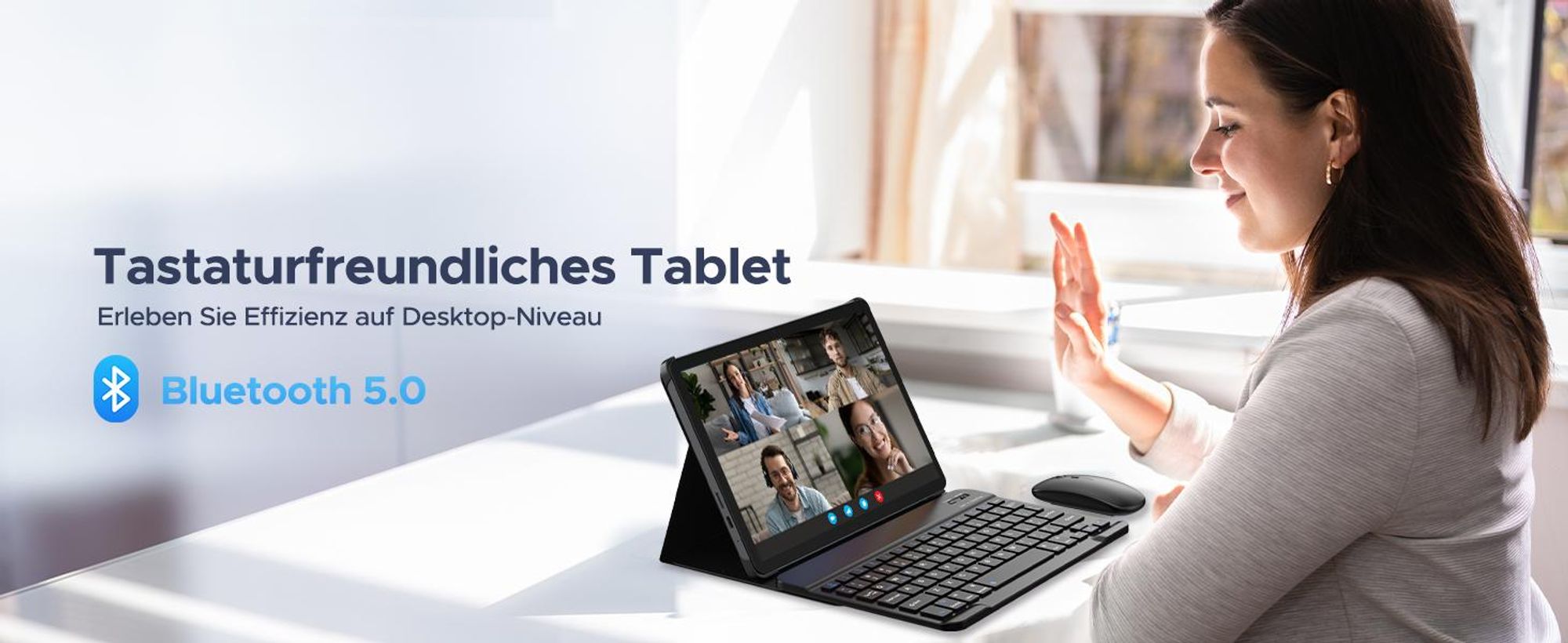 POCKAM P10 PRO 48(8+40)GB+128GB, 10 Zoll, Android 16, 8800mAh, mit Tastatur/Maus/Stift/Hülle usw, BT5.0, 5G WiFi, Gemini AI, 3.5mm Kopfhöreranschluss