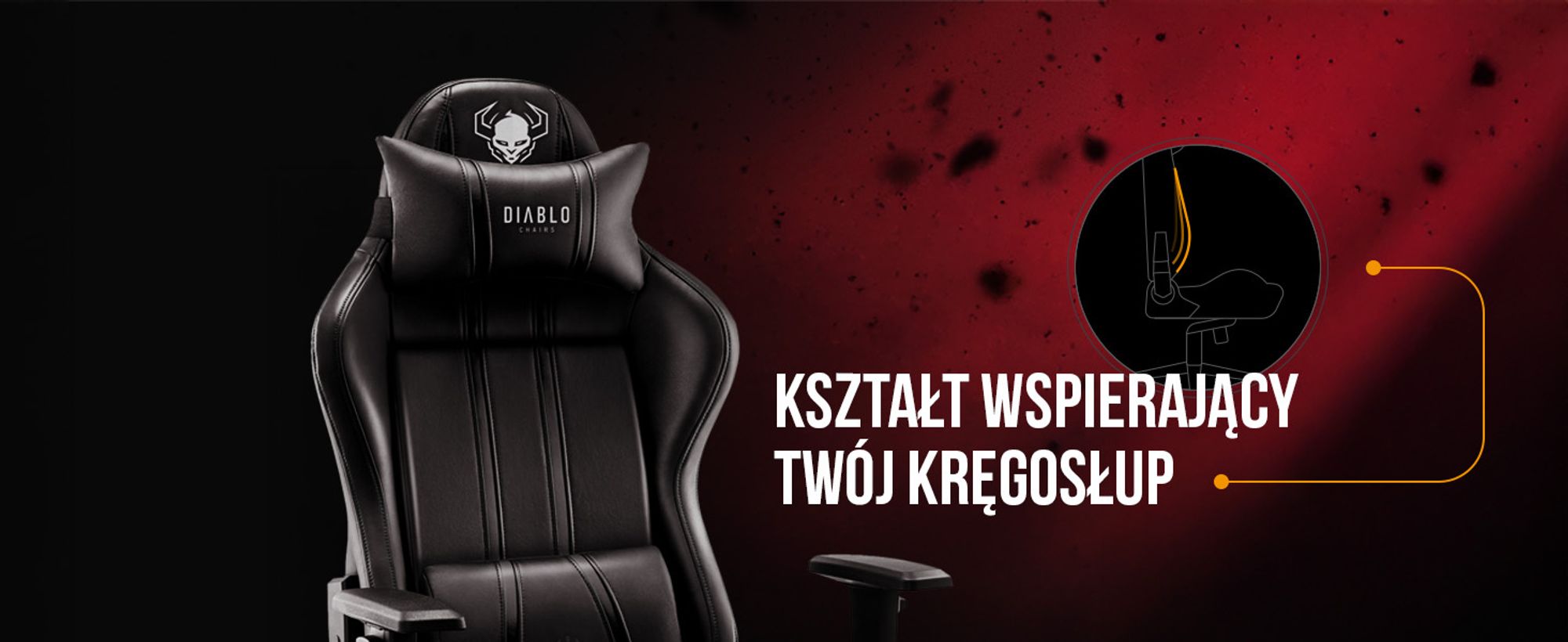 DIABLO Fotel Gamingowy Obrotowy Krzesło dla Gracza | Podłokietniki Poduszka pod Lędźwie i Kark | X-One 2.0 | Normal Size, Czarno-czarny