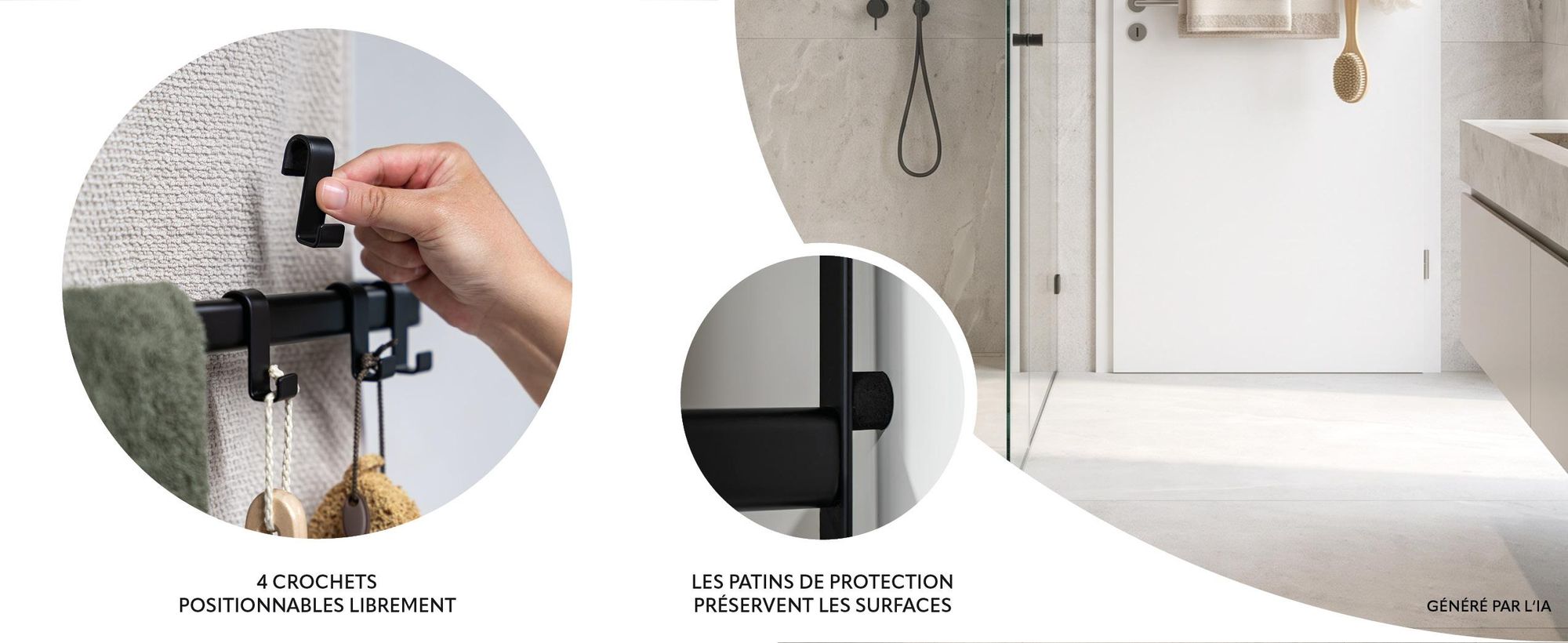 Porte-serviettes de porte dans la salle de bains