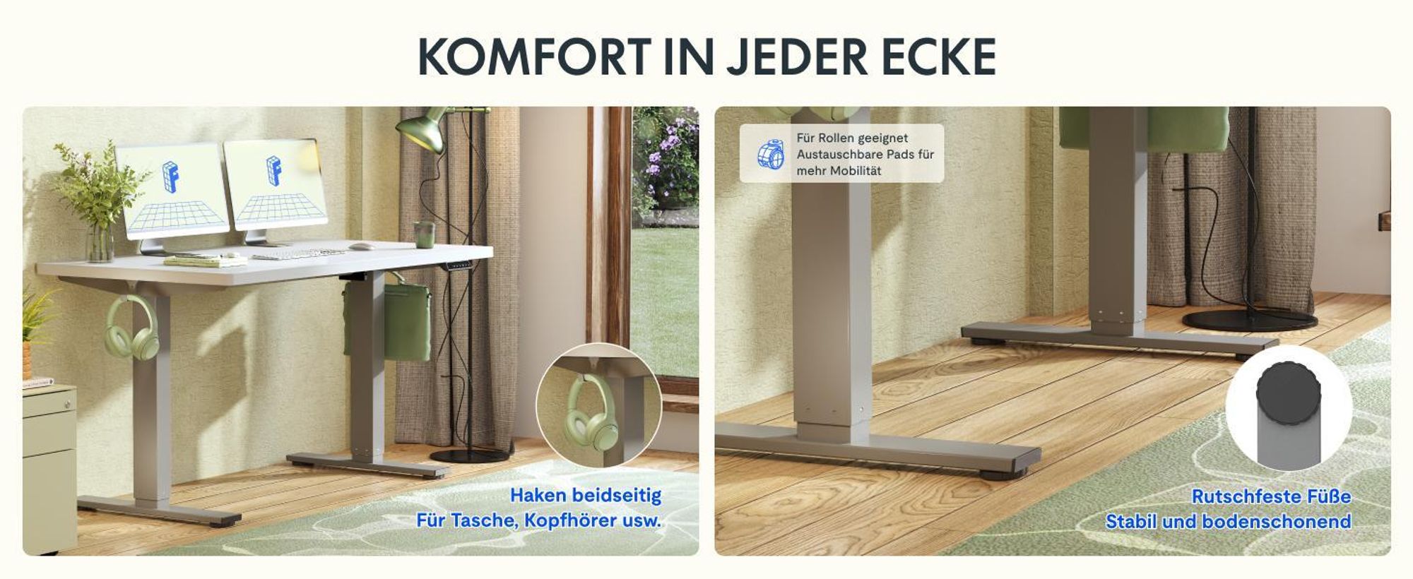 FLEXISPOT EN1 Höhenverstellbarer Schreibtisch 160x80cm, 100 kg Tragkraft, mit Anti-Kollisionsschutz, Einteilige Tischplatte, 4 Memory-Funktion (Weiß)