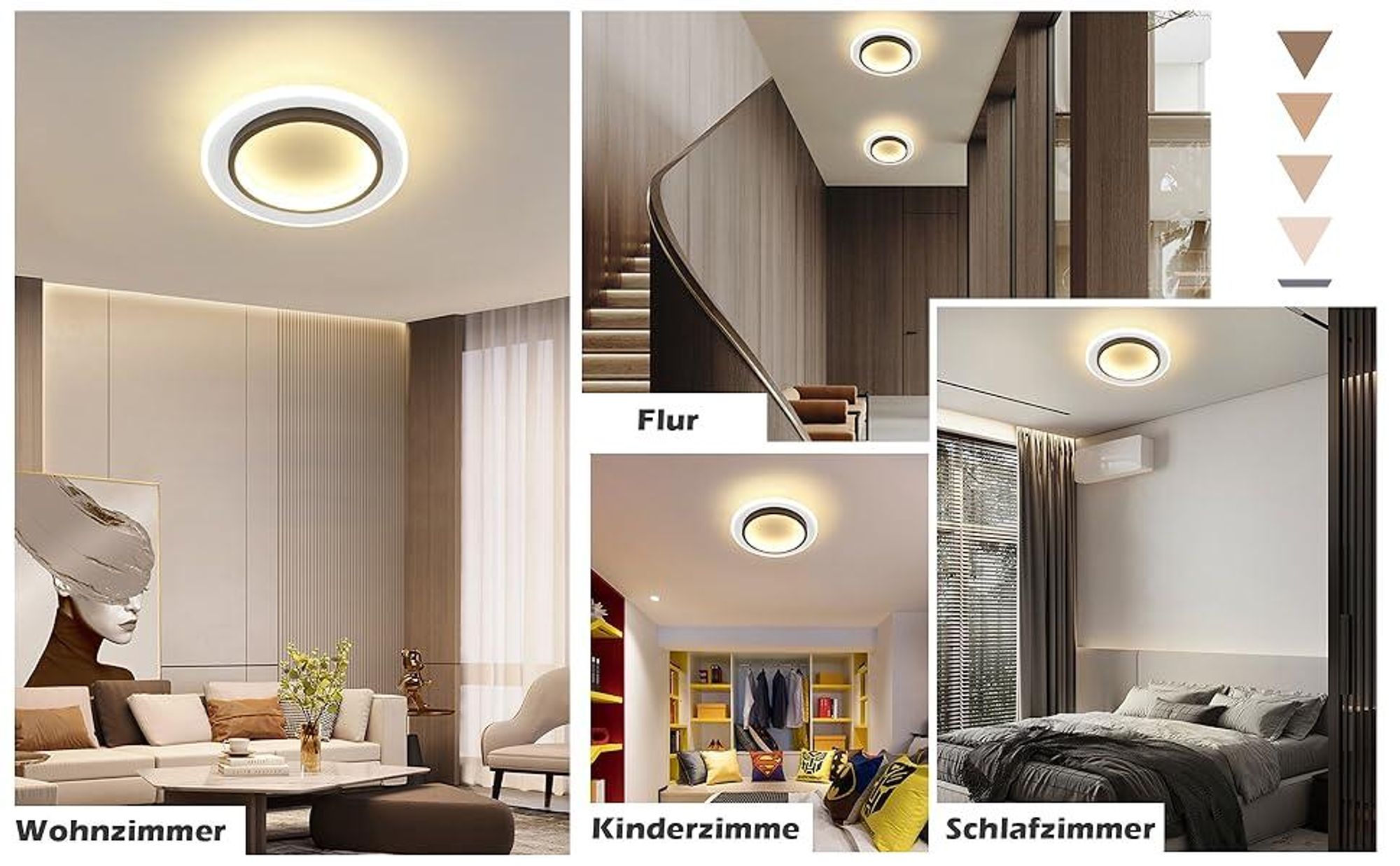 ZMH Deckenlampe LED Deckenleuchte Ø23.5cm Schlafzimmer 14W Flurlampe Warmweiß Schlafzimmerlampe Wohnzimmerlampe Deckenbeleuchtung für Küche Wohnzimmer