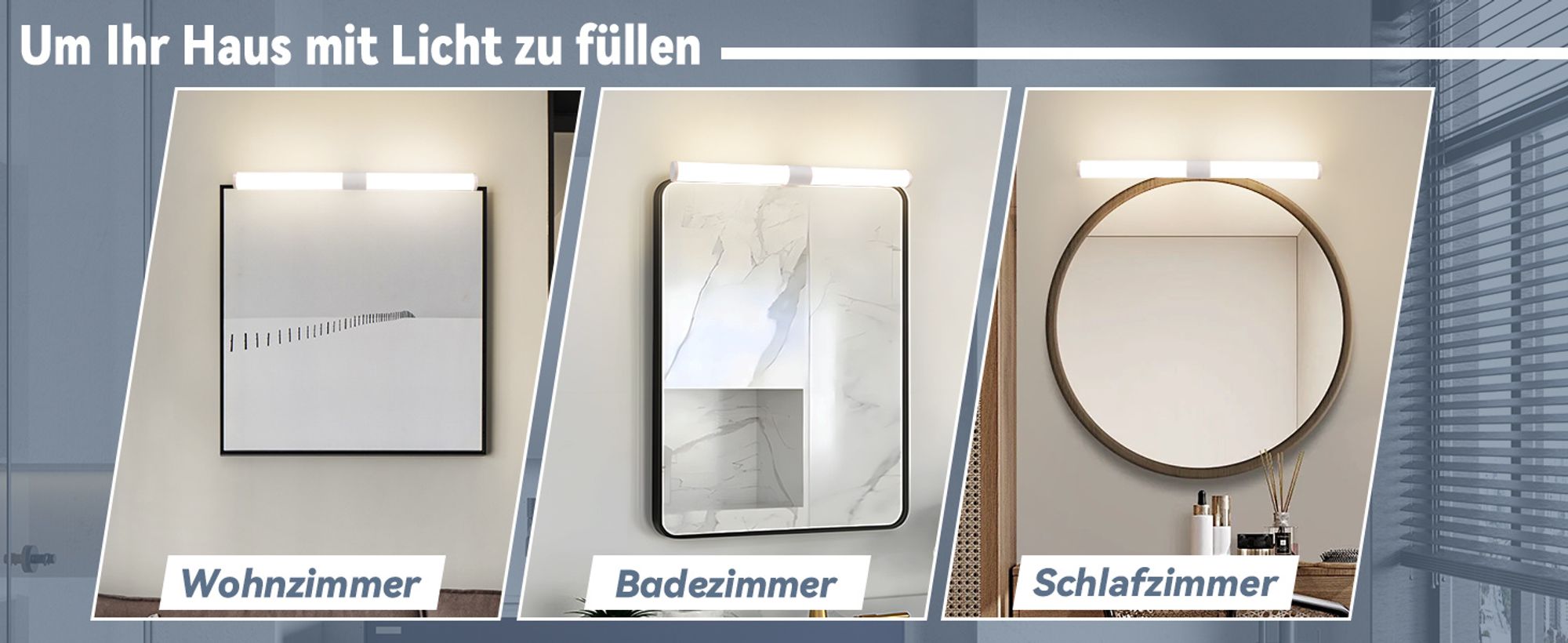 ZMH Spiegelleuchte  LED 40CM Wandlampe  Lampe 6W  Wand Klemmbar Wandleuchte 4000K Neutralweiß Modern