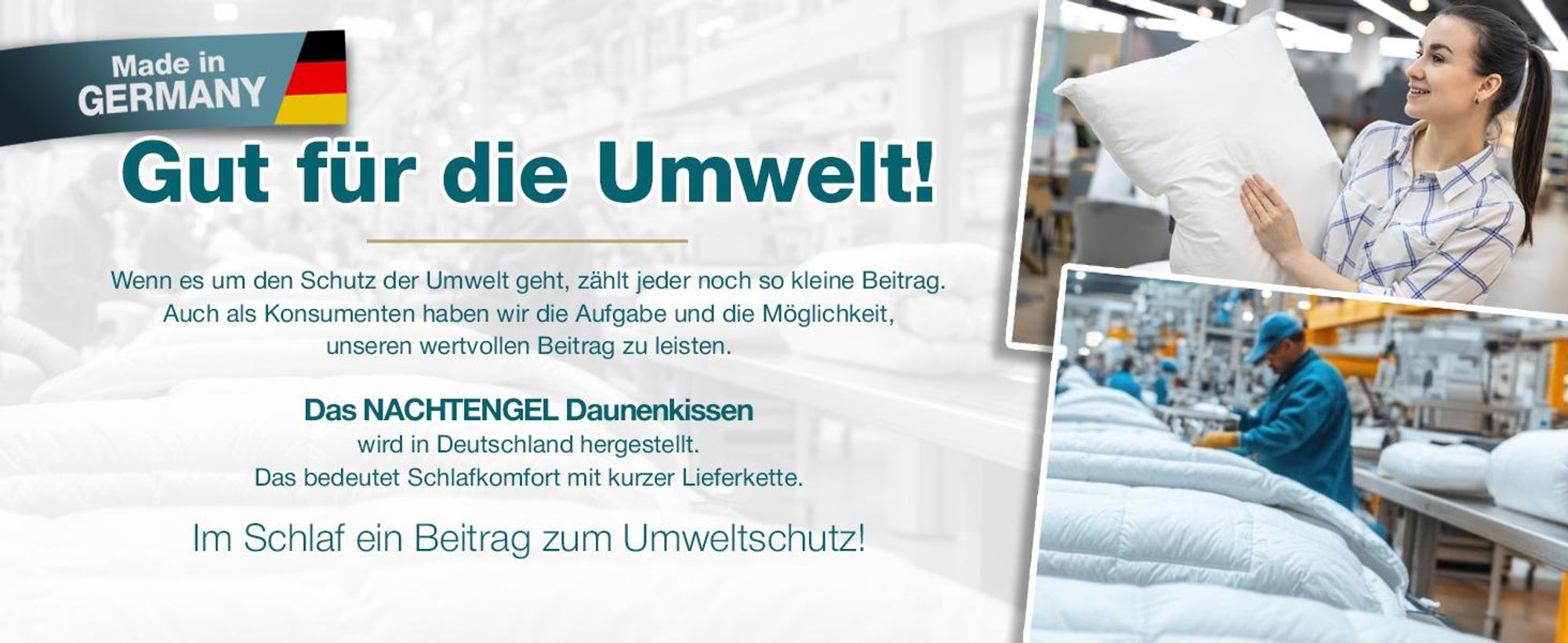 Daunenkissen 3-Kammer Kopfkissen 80x80 aus 100 % Daunen & Federn – Germany, atmungsaktives Federkopfkissen für alle Schlaftypen