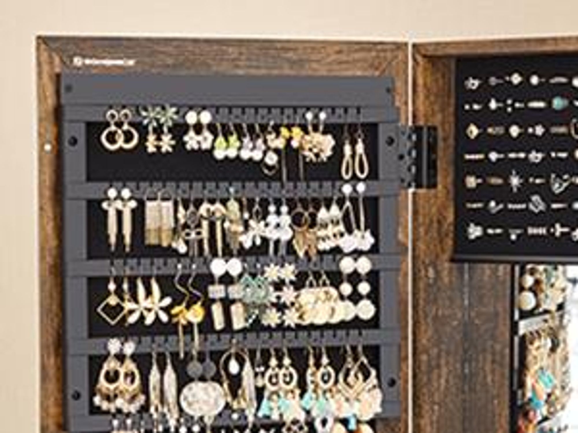 SONGMICS Schmuckschrank Spiegelschrank Schlüsseln, Geschenkidee, 3 Ablagen