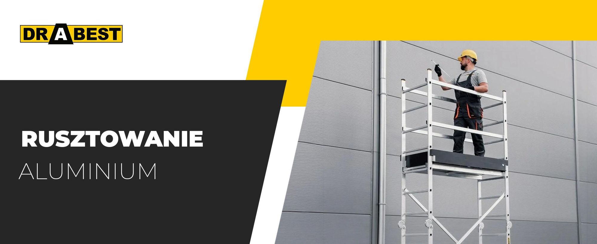 Drabest | Rusztowanie Aluminiowe 3w1, Drabina Przegubowa, Platforma 134 x 60 cm, 4,73 m, Udźwig 160 kg