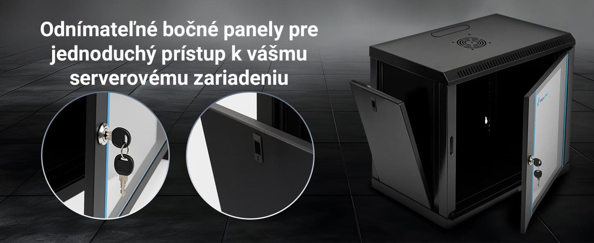 Extralink 19" 6U 530x400 nástenný rackový rozvádzač čierny