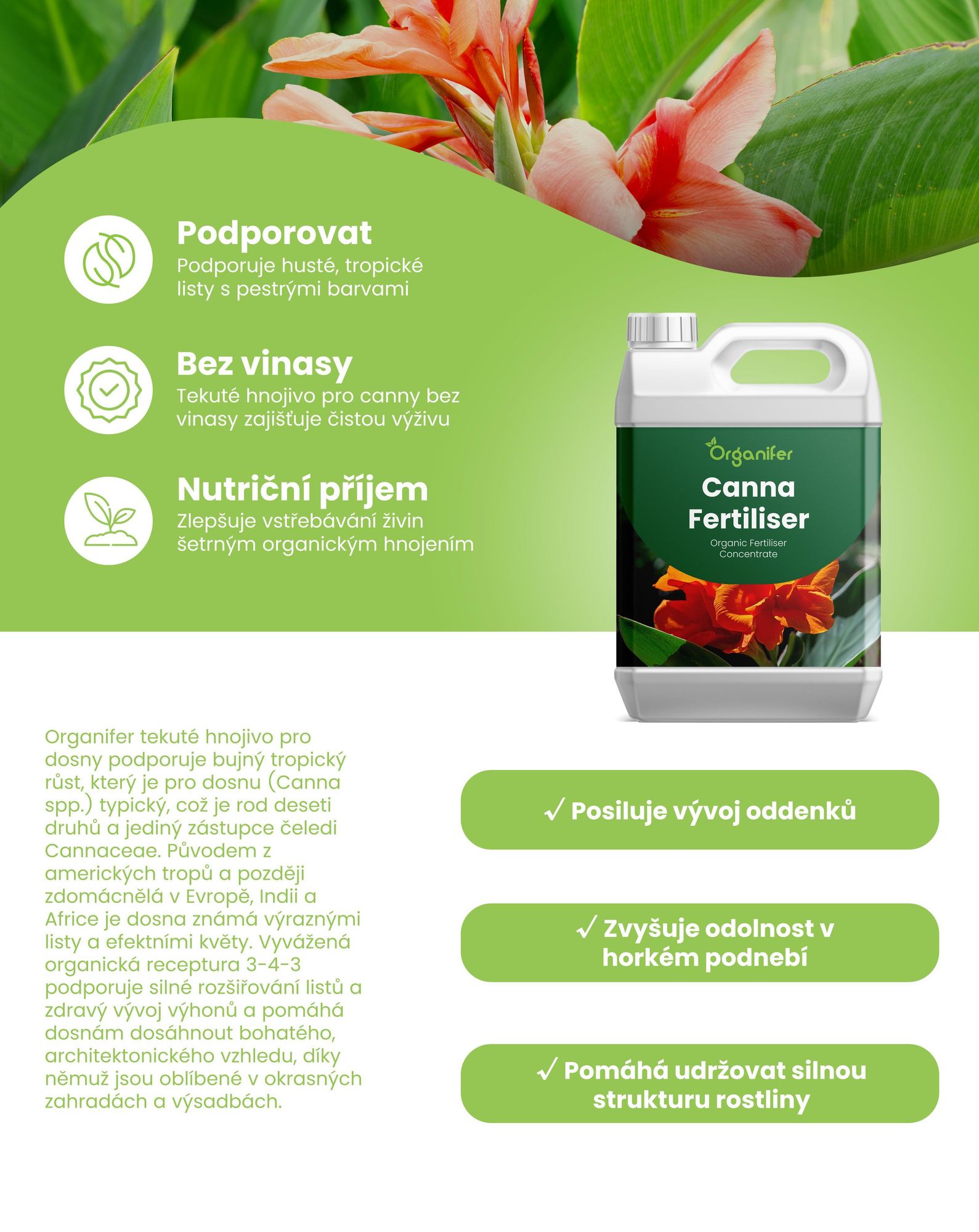 Canna Tekuté Hnojivo 1 L – 3-4-3 NPK – Pro Kvetoucí Rostliny – Pro Bujné Listy & Silné Květy – Podporuje Kořeny & Vitalitu – Organifer