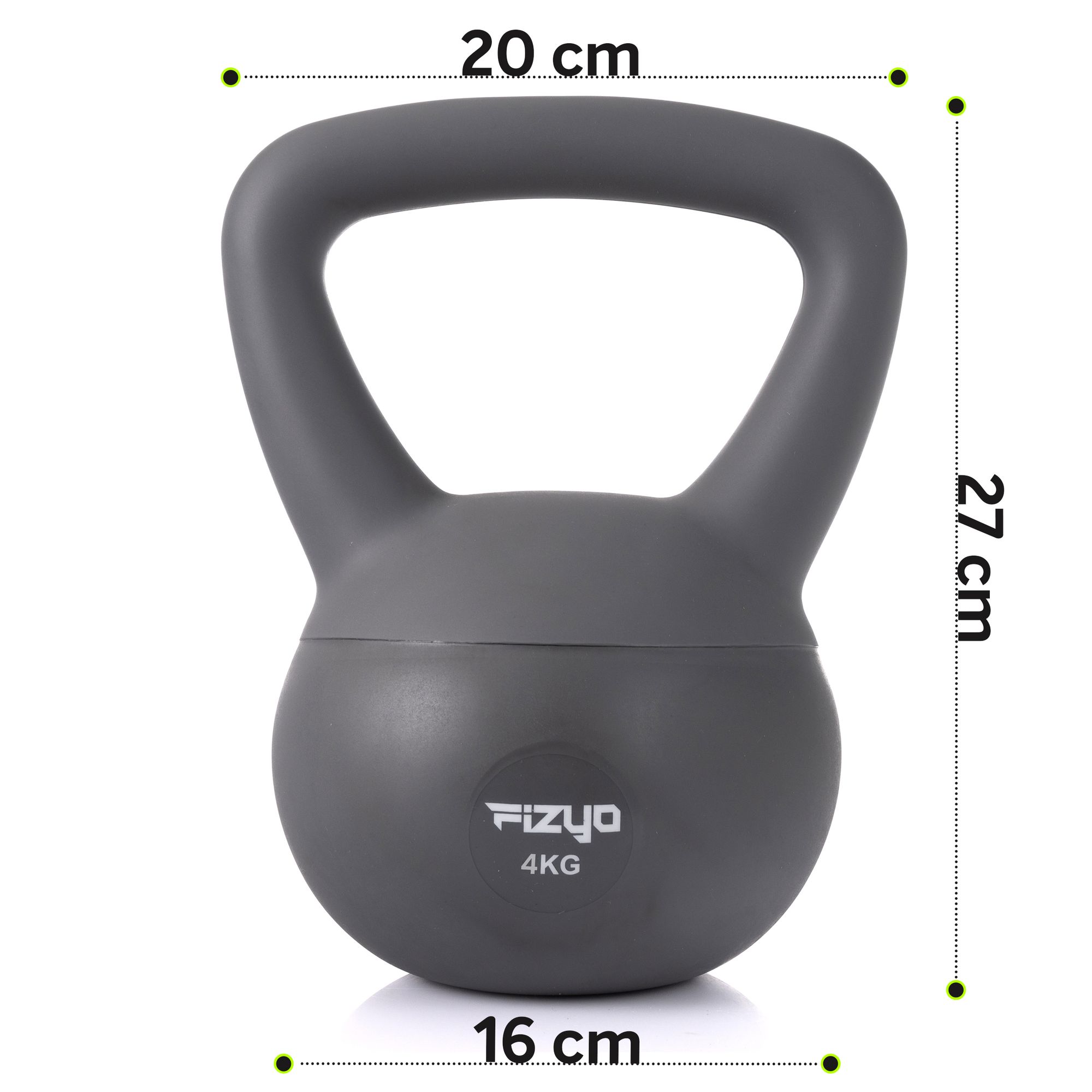 Produktfoto auf weißem Hintergrund weicher Kettlebell FIZYO Hantel Gewicht