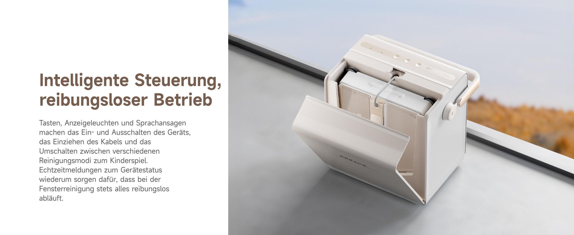 Dreame C1 Station S Kit Fensterputzroboter,Stabil und sicher,Nass-und Trockenreinigung,Dual-Spray,Intelligente Navigation,mobile Station,App,Creme