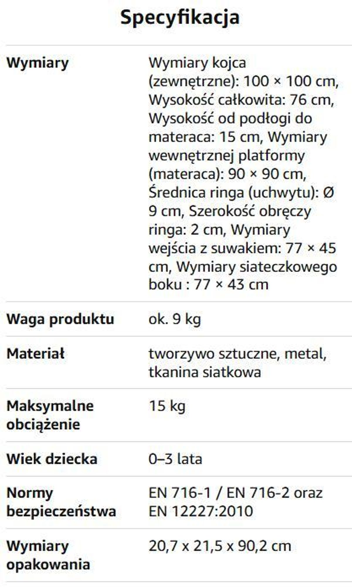 Kojec turystyczny do 15kg z torbą i szybkim rozkładaniem o wymairach 100*100cm