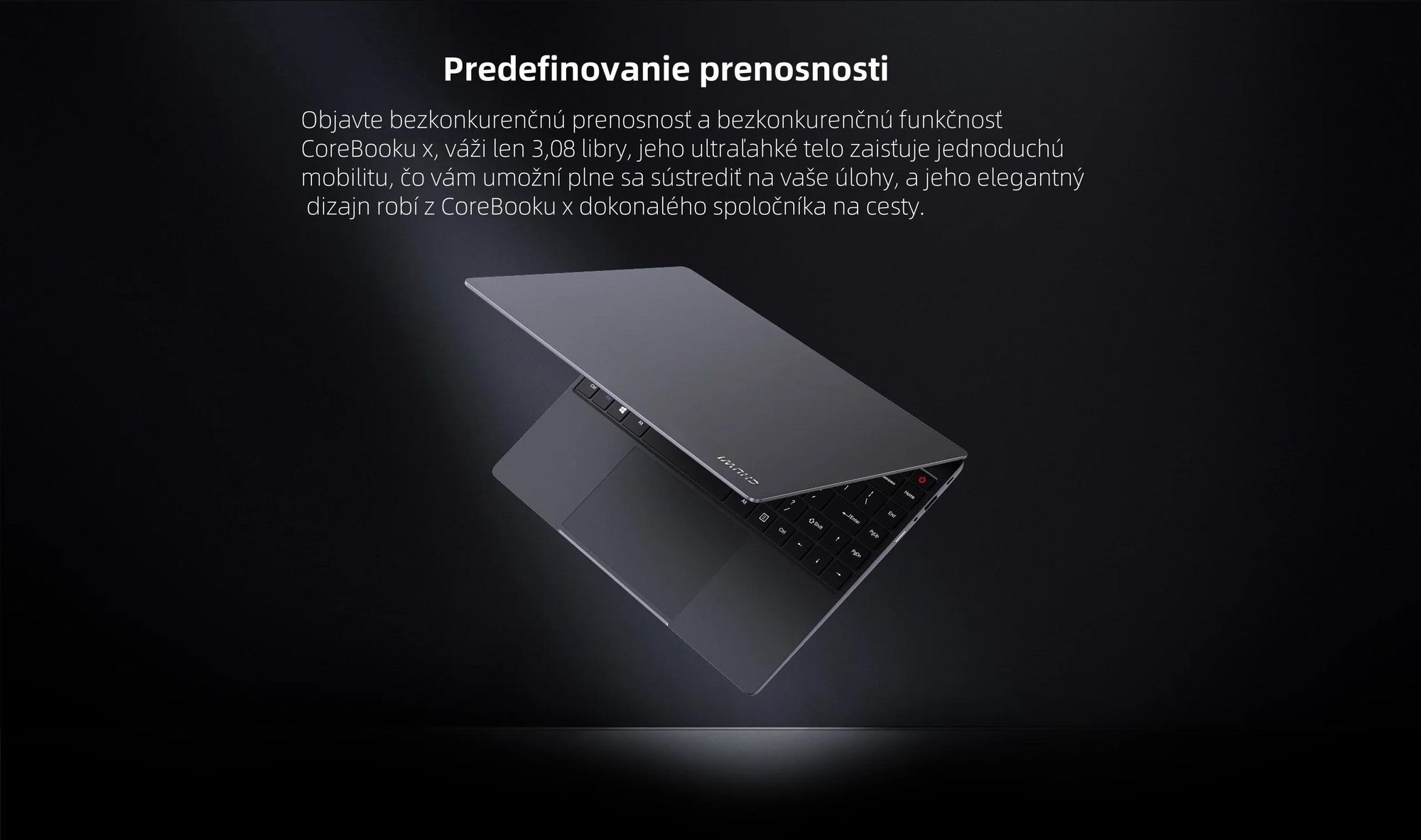 Notebook CHUWI CoreBook X - Procesorom Intel Core i3-1220P Displej 14" Windows 11 16+512GB Batéria 4000mAh - Sivá