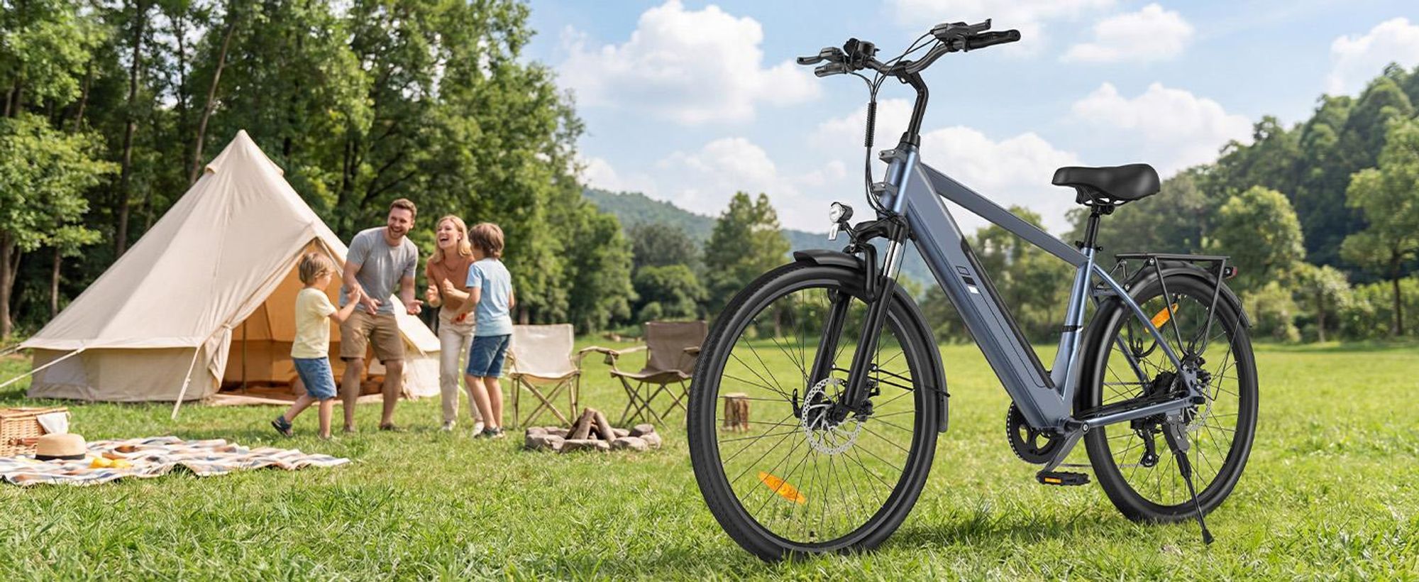 Touroll J2 E-Bike 26 Zoll, 250W Motor, 100 km Reichweite, Shimano 7-Gang, LED Display, Scheibenbremsen, City Elektrofahrrad