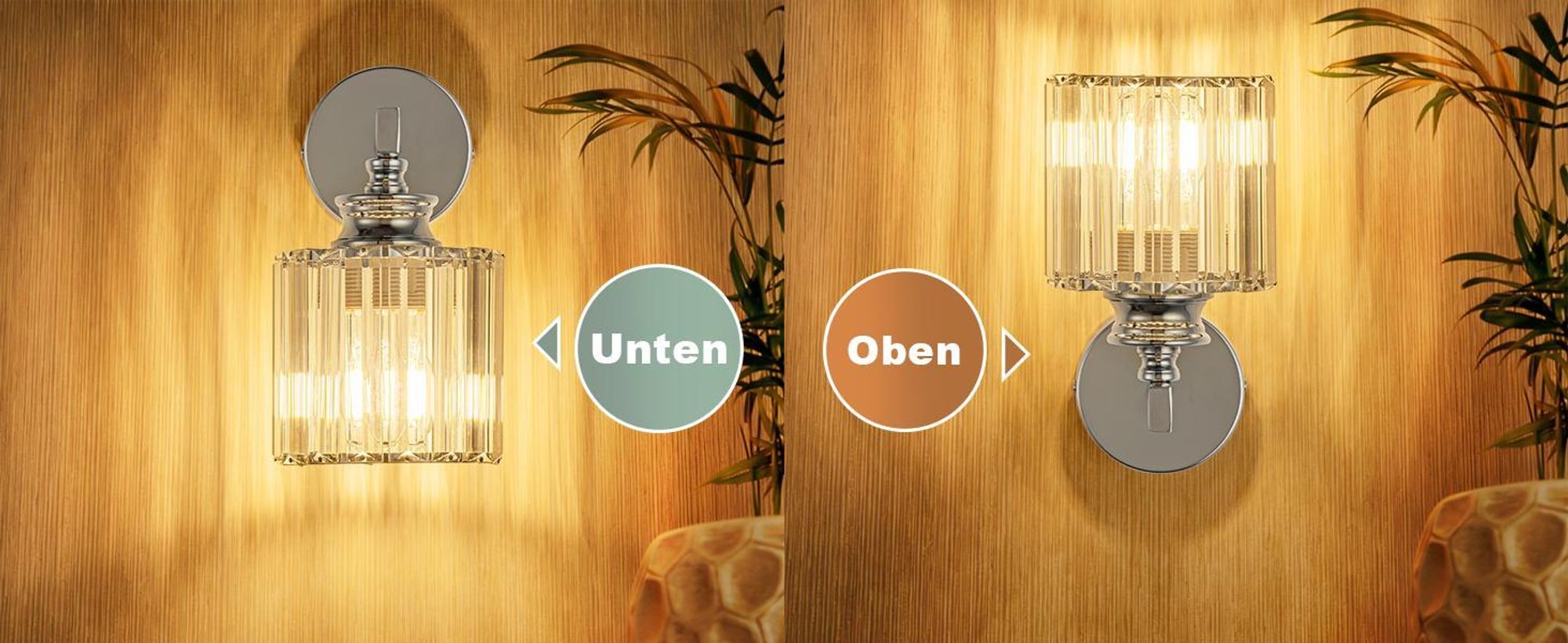 ZMH Wandleuchte Kristall Wandlampe Innen Wandbeleuchtung Wandstrahler Flurlampe Wand E27 für Schlafzimmer Wohnzimmer Flur(ohne Leuchtmittel)