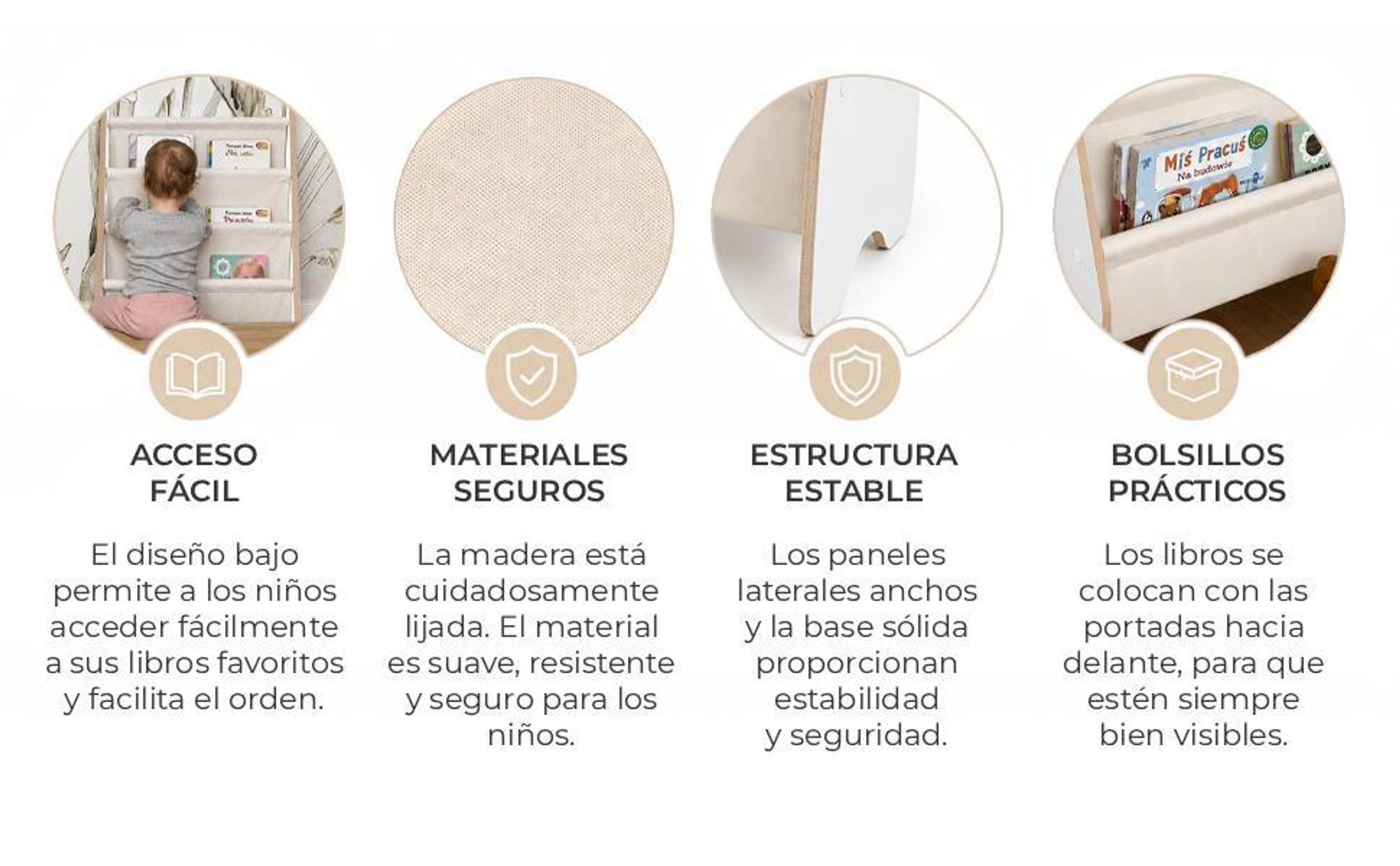 Estantería MAMOI® para niños, caja para libros para habitaciones infantiles, estantería, estante para libros, estante de pared para niños, estantería infantil, banco para libros de madera