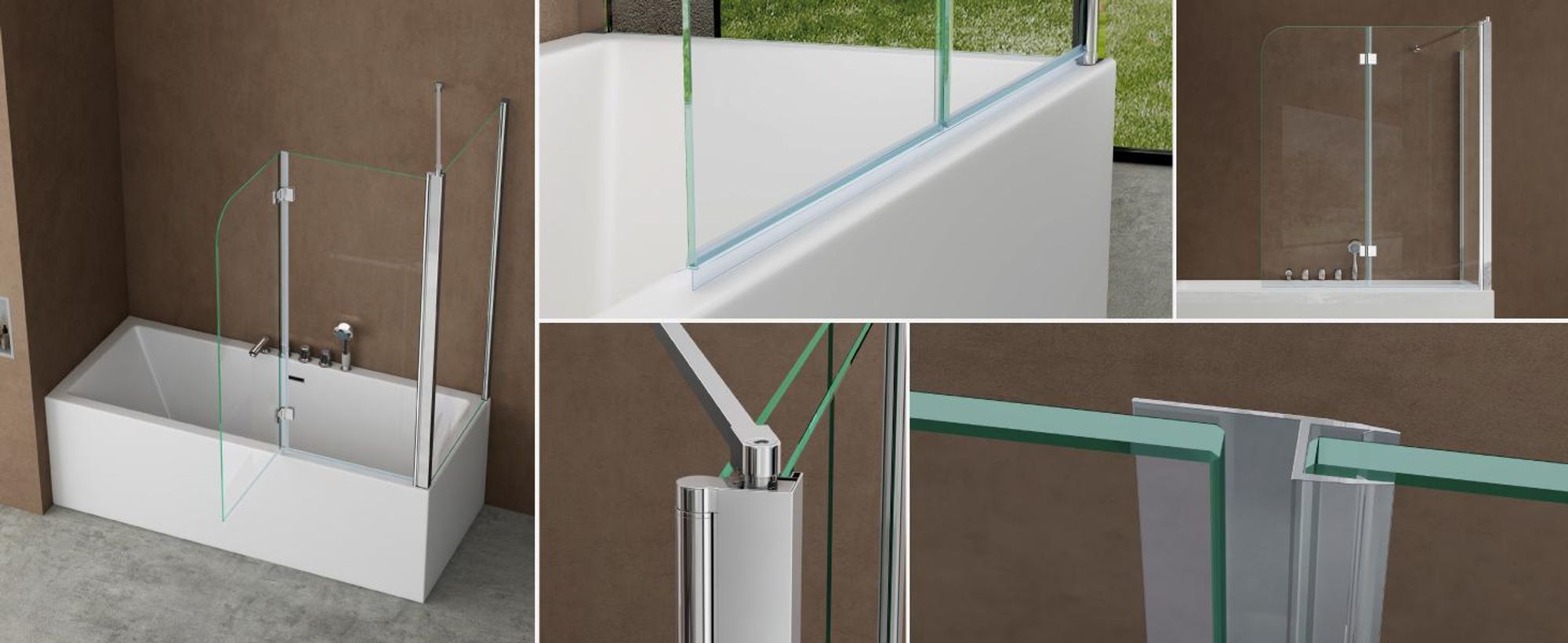 doporro 70x120x140cm Design-Duschwand für Badewanne Badewannenaufsatz Duschabtrennung 6mm ESG-Sicherheitsglas inkl. NANO-Beschichtung  Cortona113