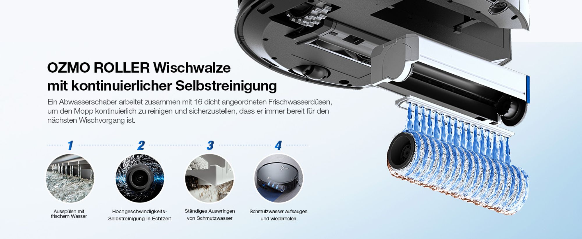 ECOVACS DEEBOT X8 OMNI Staubsauger Roboter mit Wischfunktion, 18.000 Pa, OZMO ROLLER Wischwalze/Moppwäsche mit 75°C heißem Wasser Saugroboter Weiß