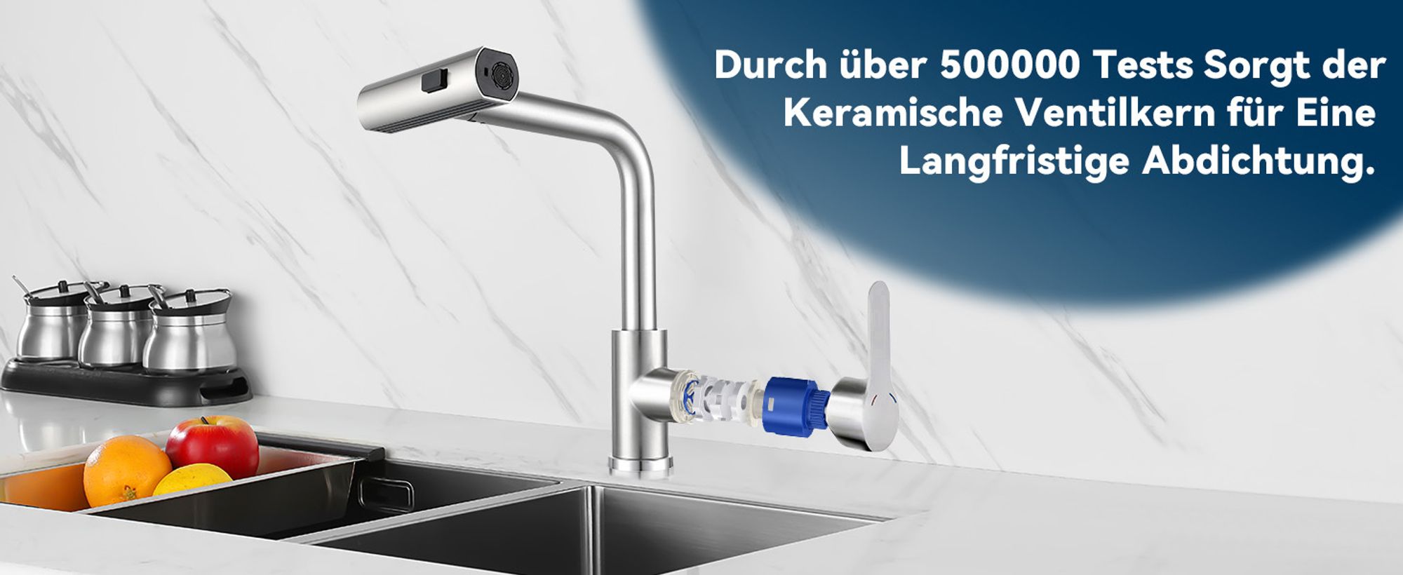 ZMH Wasserhahn Küche Küchenarmatur Ausziehbar Waterfall Mischbatterie mit Brause Spültischarmatur 360° Drehbar Armatur mit 3 Strahlarten Spüle Küchenwasserhahn Gebürsteter Nickel Edelstahl