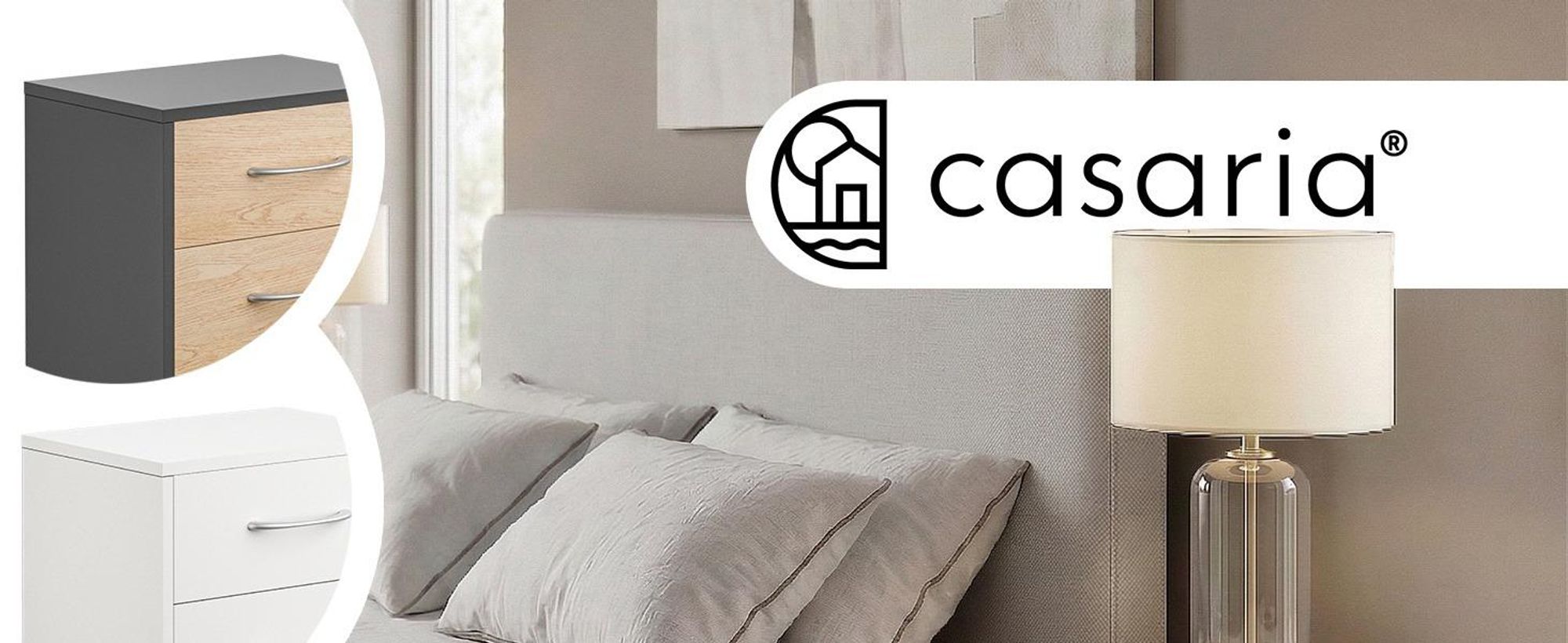 CASARIA Nachttisch mit LED Holz Weiß