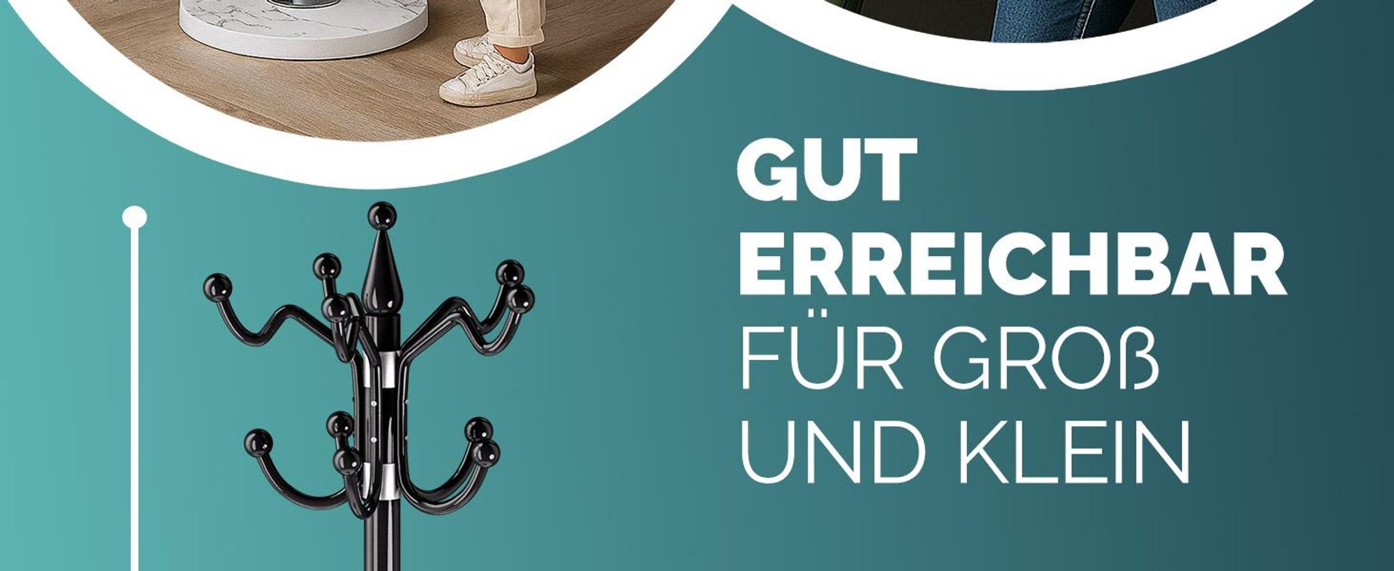 CASARIA Garderobenständer weiß mit Marmorfuß, geschwungen, freistehend
