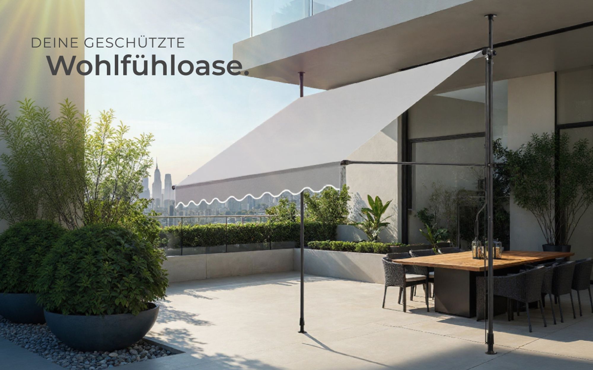 tectake® Klemmmarkise mit Handkurbel einfache Montage
