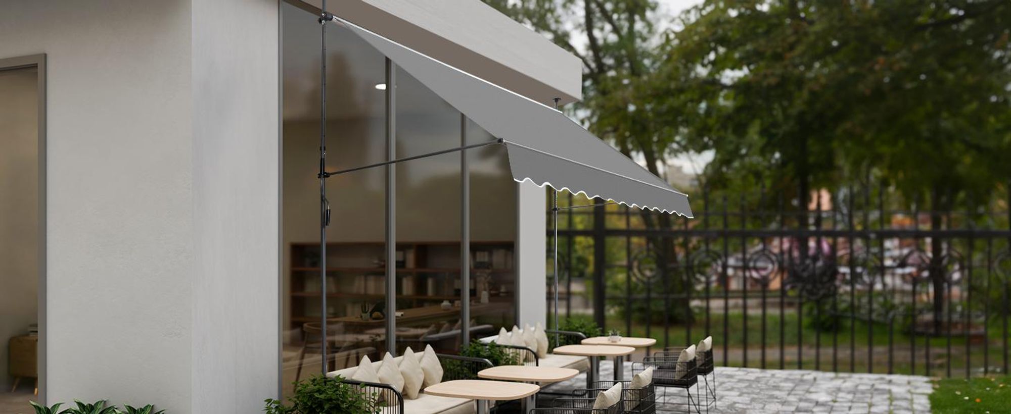 FCH Balkonmarkise 300x120x(200-300) cm Gelenkarm Markise Klemmmarkise Sonnenmarkise Balkon ohne Bohren - Beschattung Terrasse & Balkon,Grau