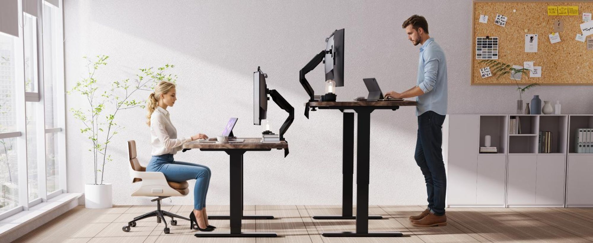 FLEXISPOT QB2 Biurko z regulacją wysokości Elektryczne 180x80cm, 2 MOCNE SILNIKI, nośność 120 kg, ochrona przed kolizją, 4 funkcje pamięci (brązowe)