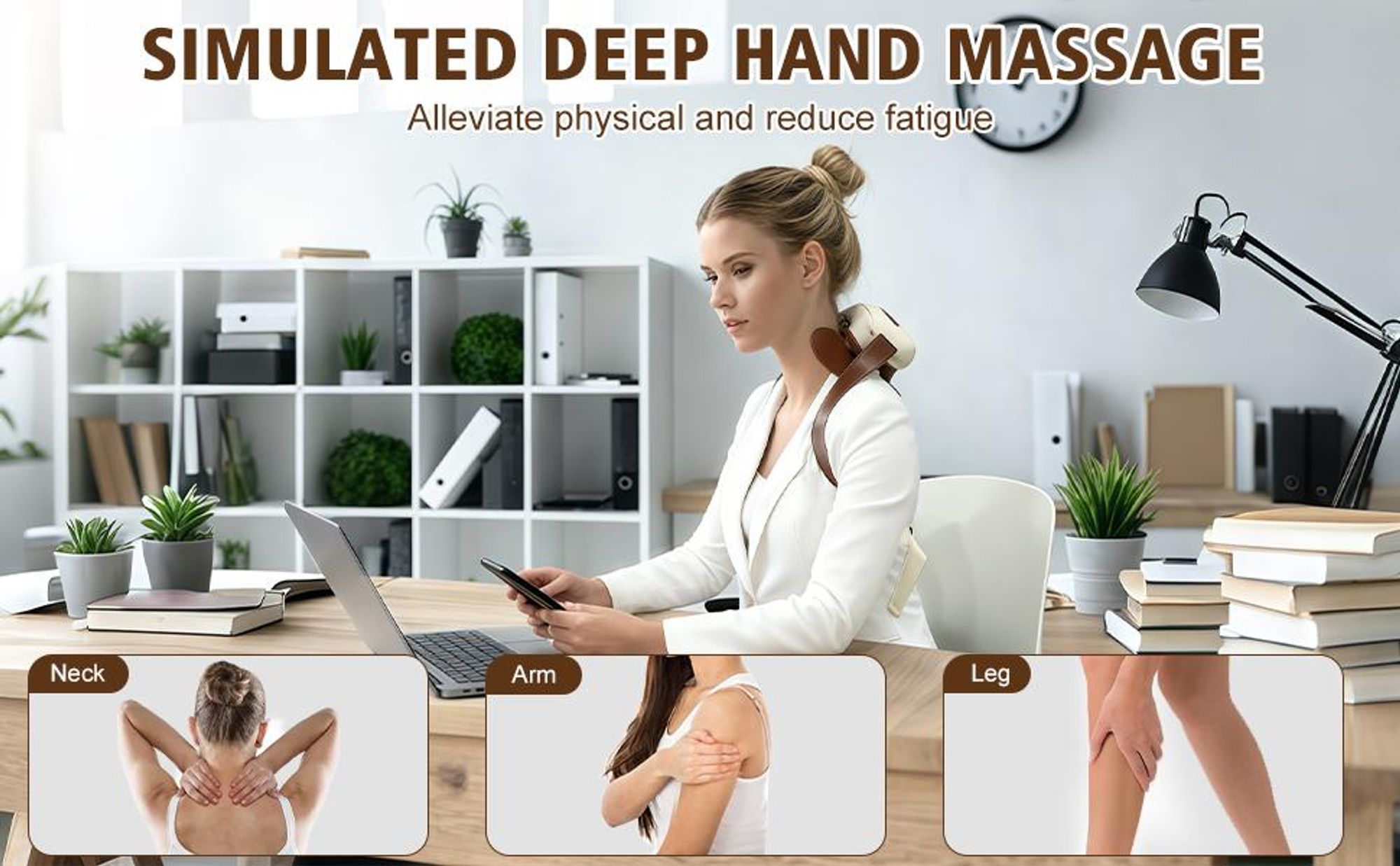 Nackenmassagegerät, Rückenmassagegerät, 4D Shiatsu Massagegerät mit Wärme, Tiefengewebe-Knetmassage, Muskel- & Schmerzlinderung